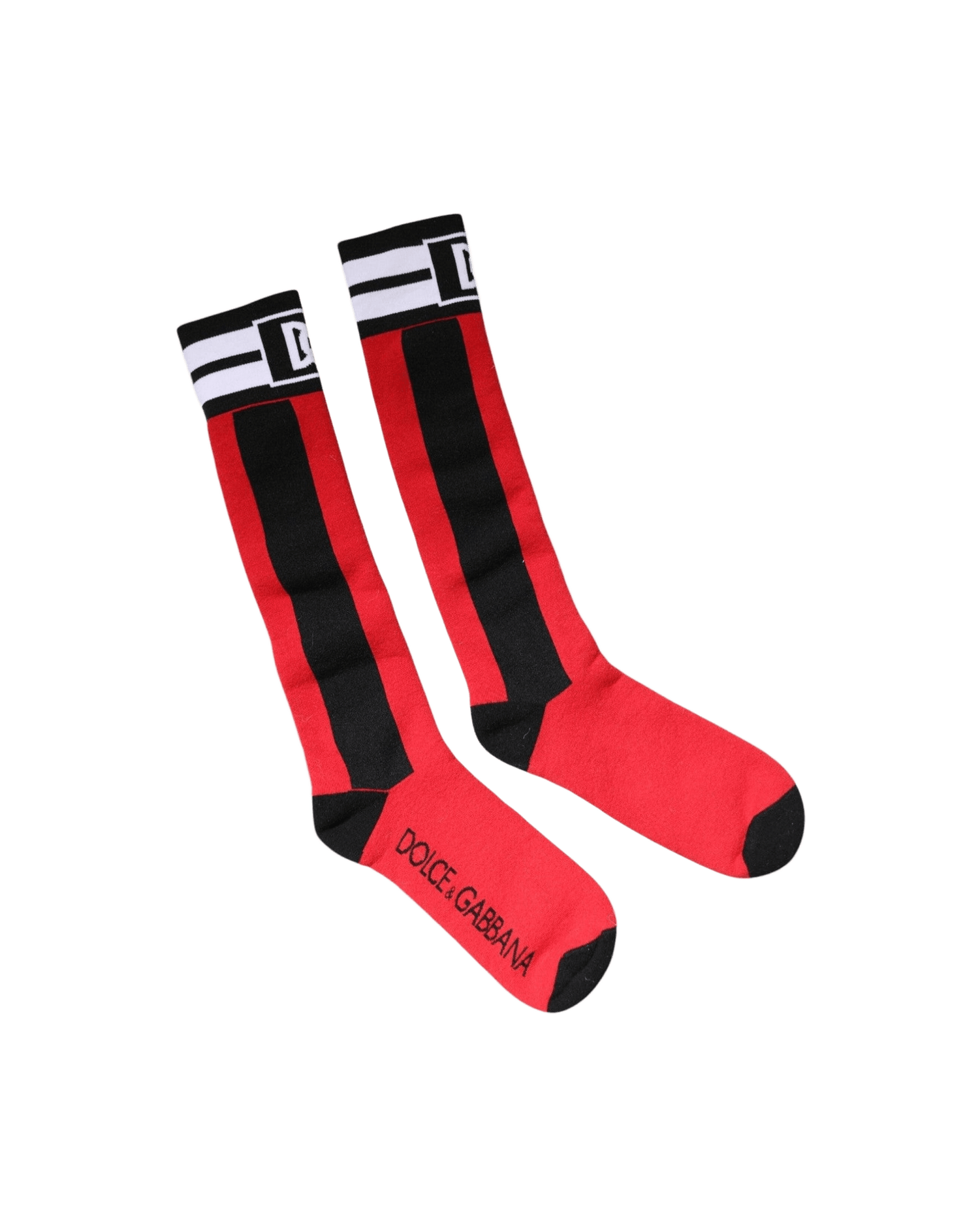 Dolce & Gabbana Red Cotton Stretch Printed Socks Socks