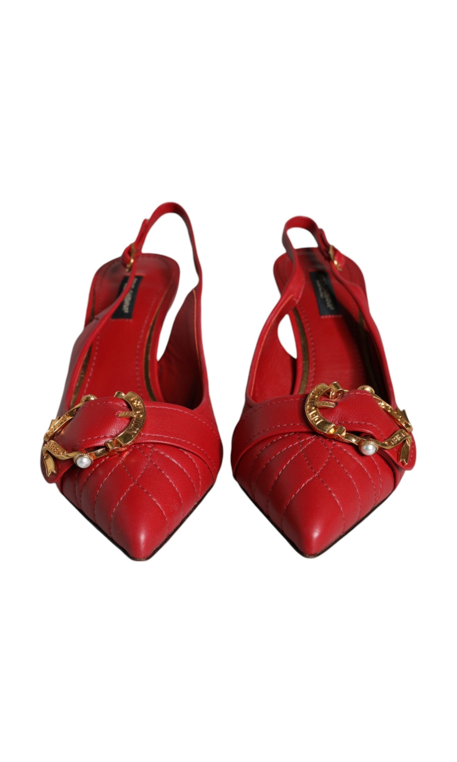 Dolce & Gabbana Red Devotion Leather Heels Slingback Shoes Glam Steals