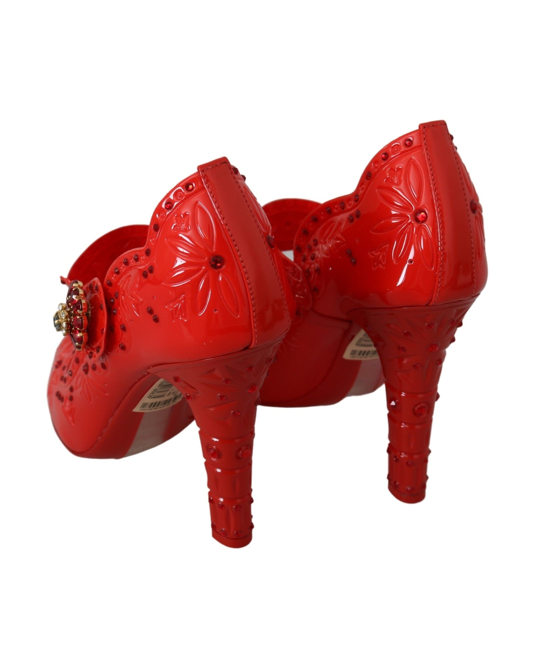 Dolce & Gabbana Red Floral Crystal CINDERELLA Heels Shoes Glam Steals