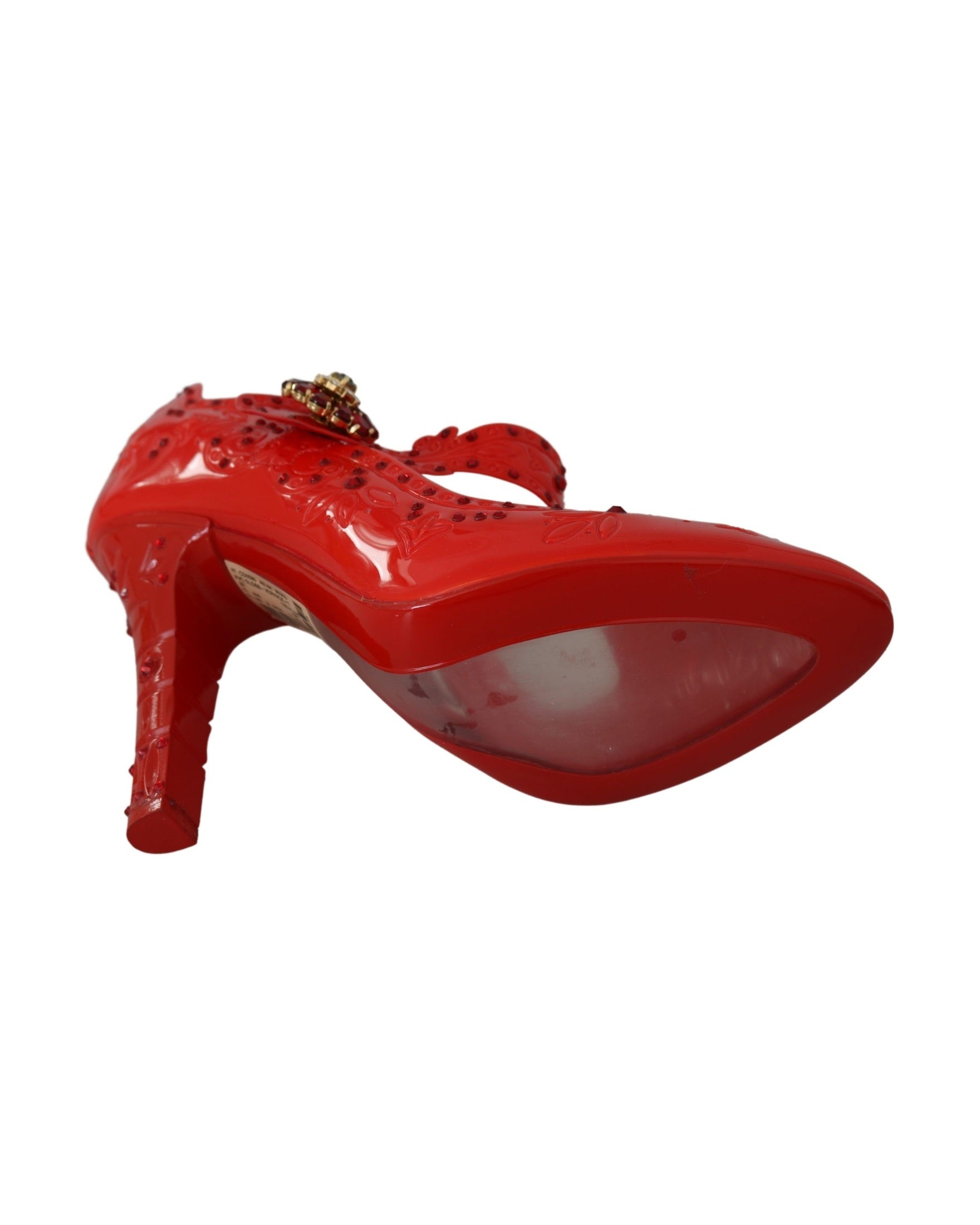 Dolce & Gabbana Red Floral Crystal CINDERELLA Heels Shoes Glam Steals
