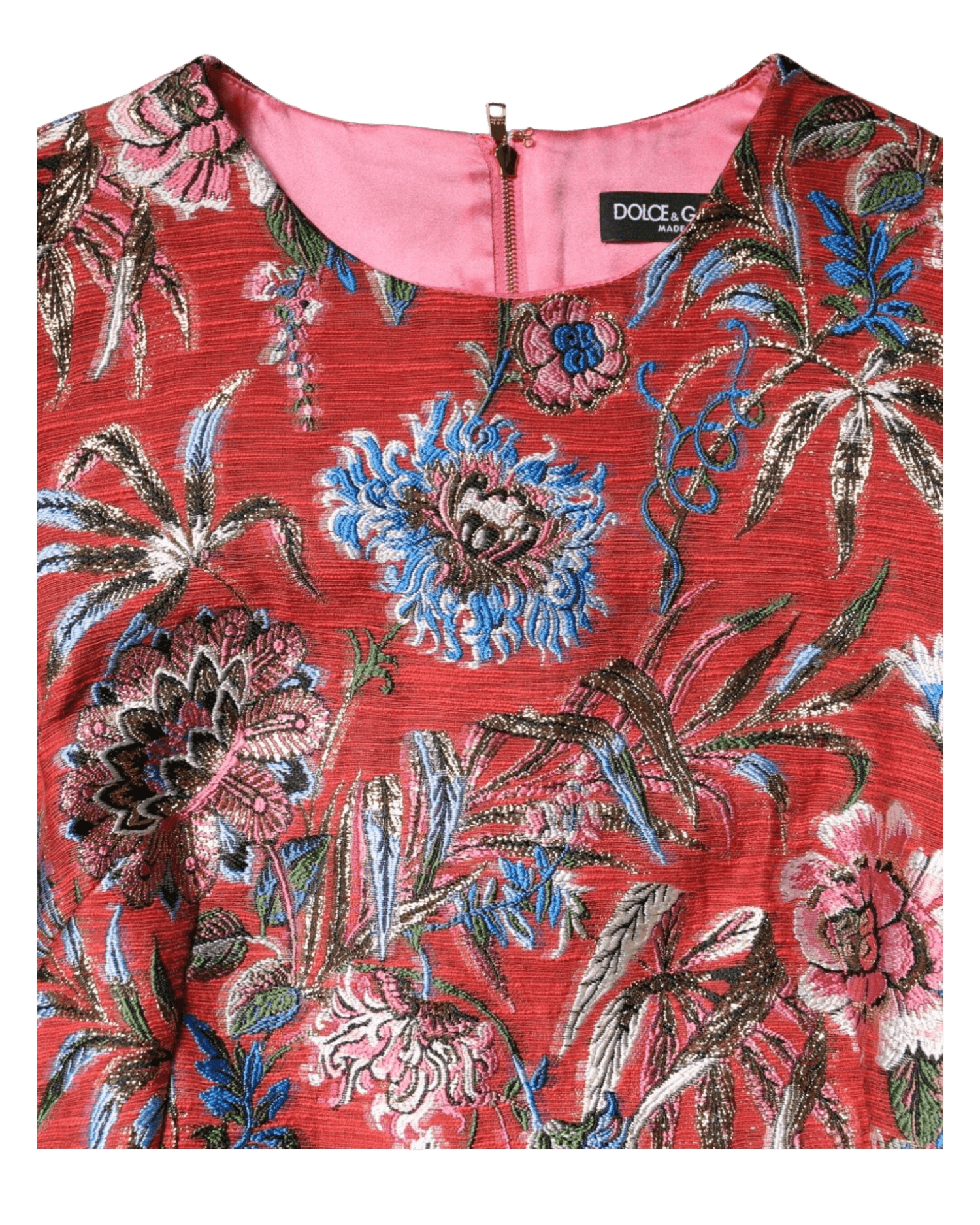 Dolce & Gabbana Red Floral Jacquard A Line Mini Dress Dresses