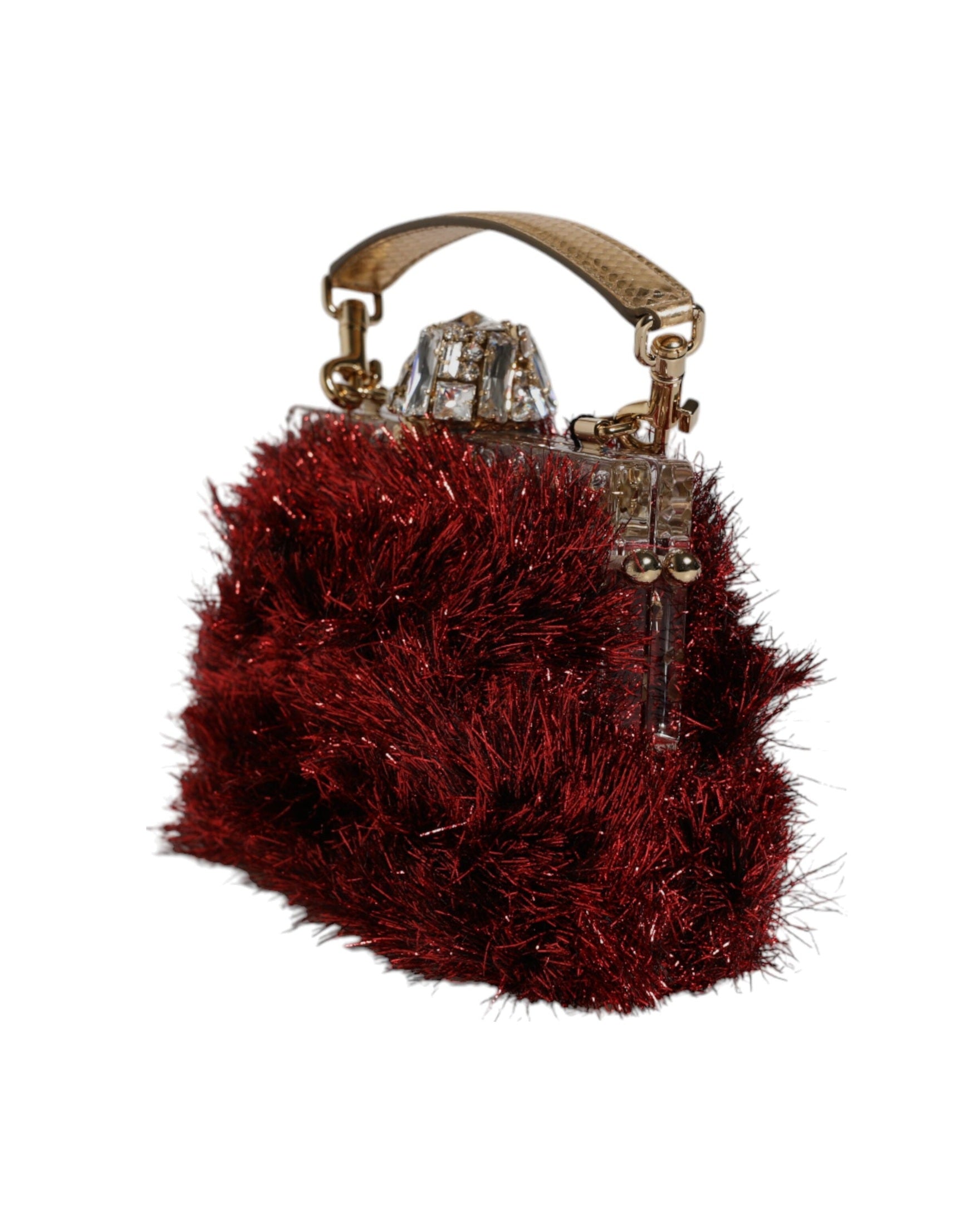 Dolce & Gabbana Red Gold Chain Vanda Tinsel Crystals Evening Clutch Bag Glam Steals