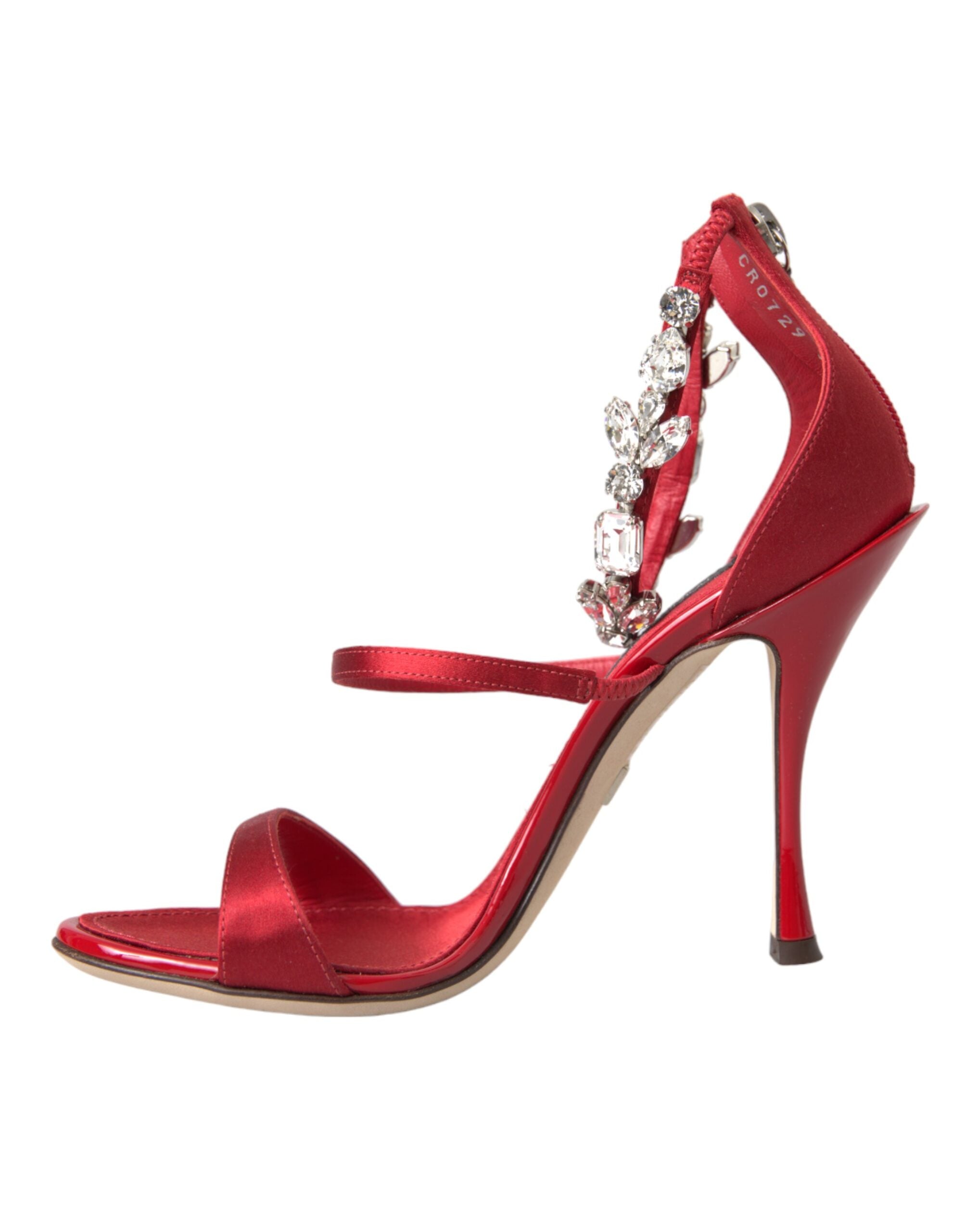 Dolce & Gabbana Red Keira Satin Crystals Sandals Heels Shoes Glam Steals