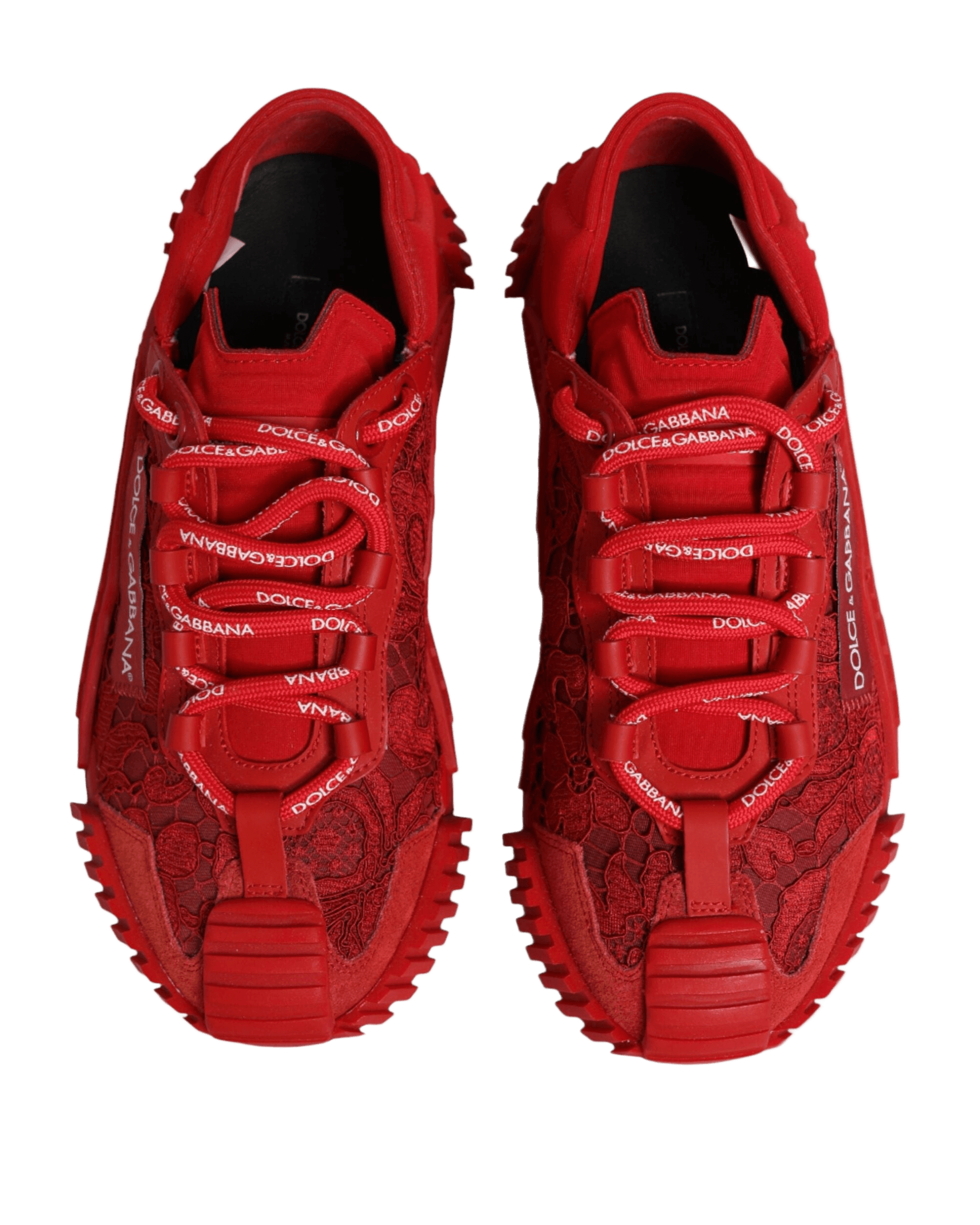 Dolce & Gabbana Red Lace Logo Low Top Ns1 Sneakers Shoes Glam Steals