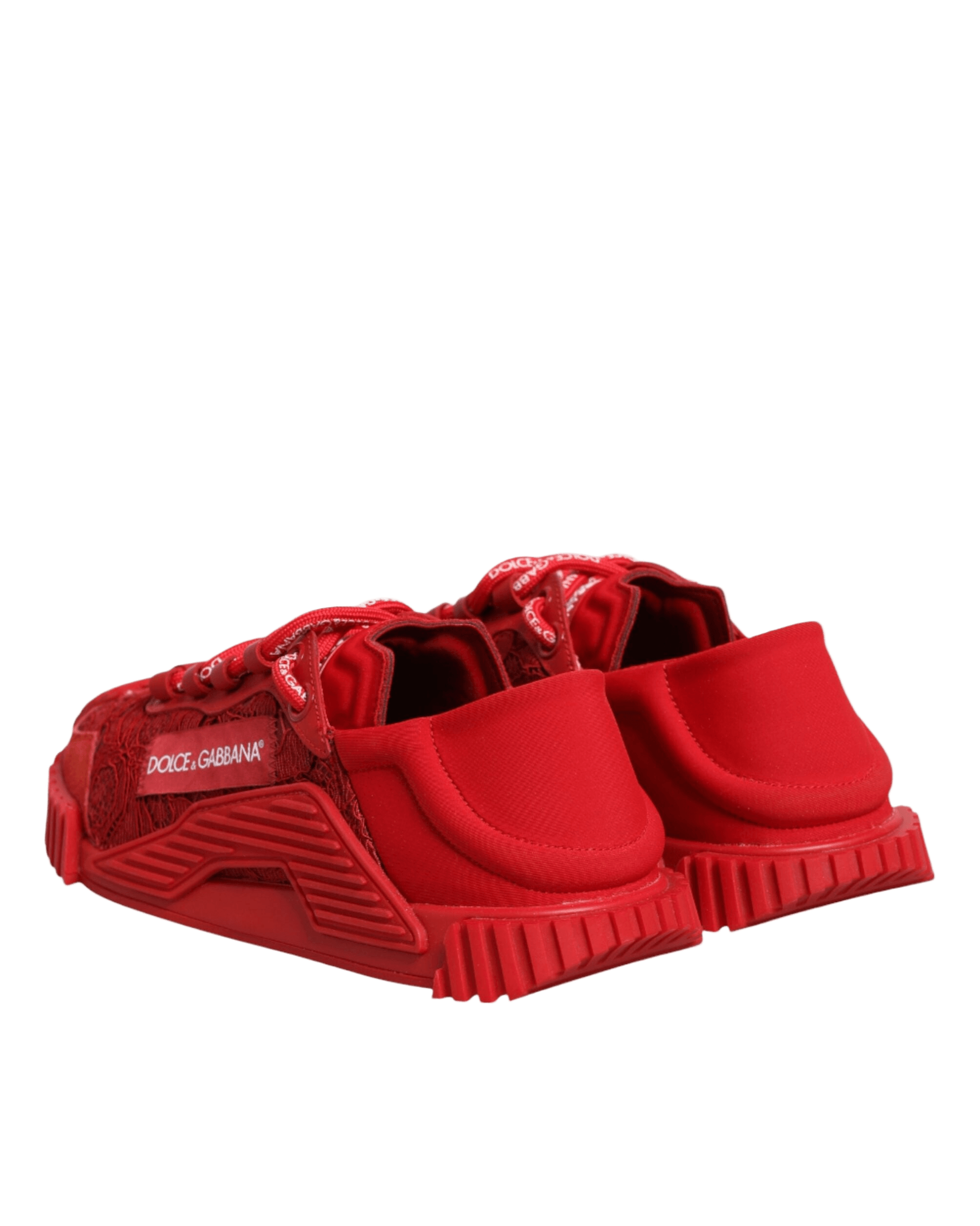 Dolce & Gabbana Red Lace Logo Low Top Ns1 Sneakers Shoes Glam Steals