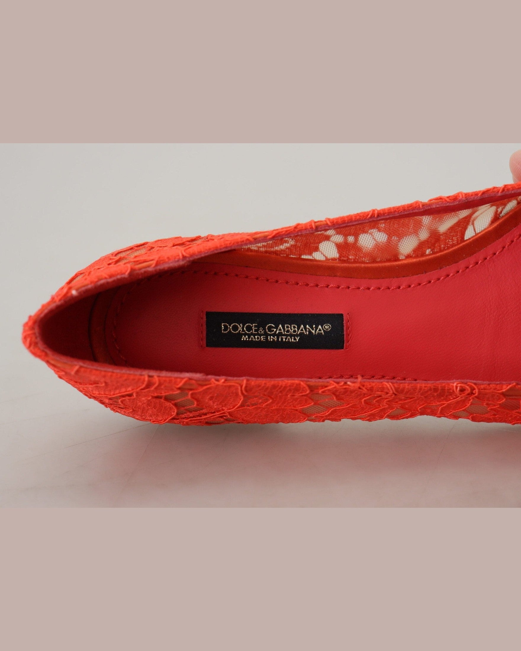 Dolce & Gabbana Red Lace Taormina Crystals Ballet Flats Flats