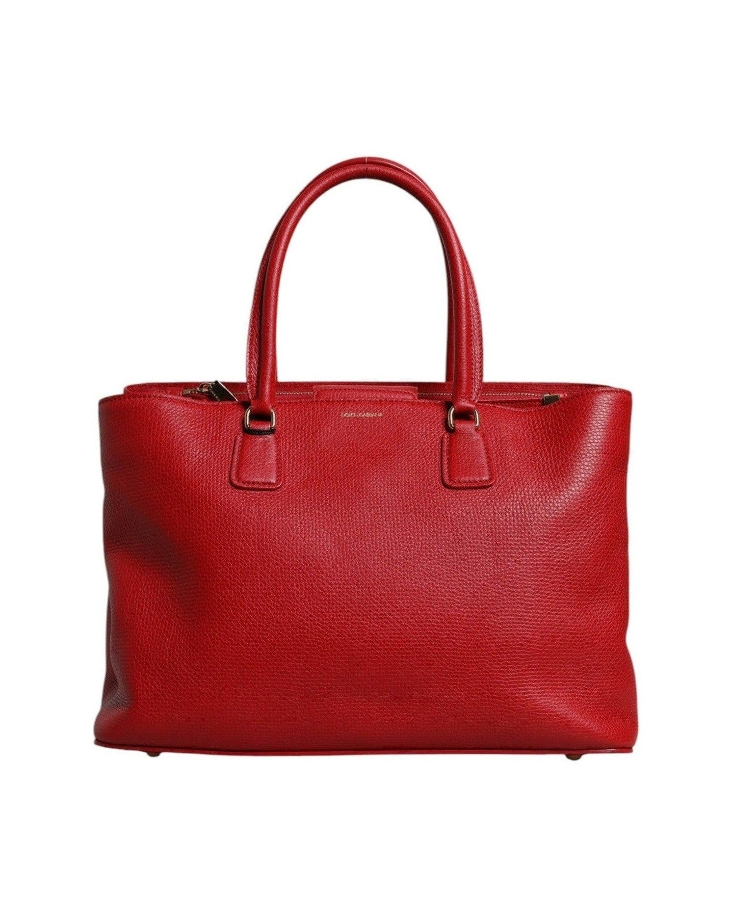 Dolce & Gabbana Red Leather Calfskin Logo Plaque Top Handle Bag Glam Steals