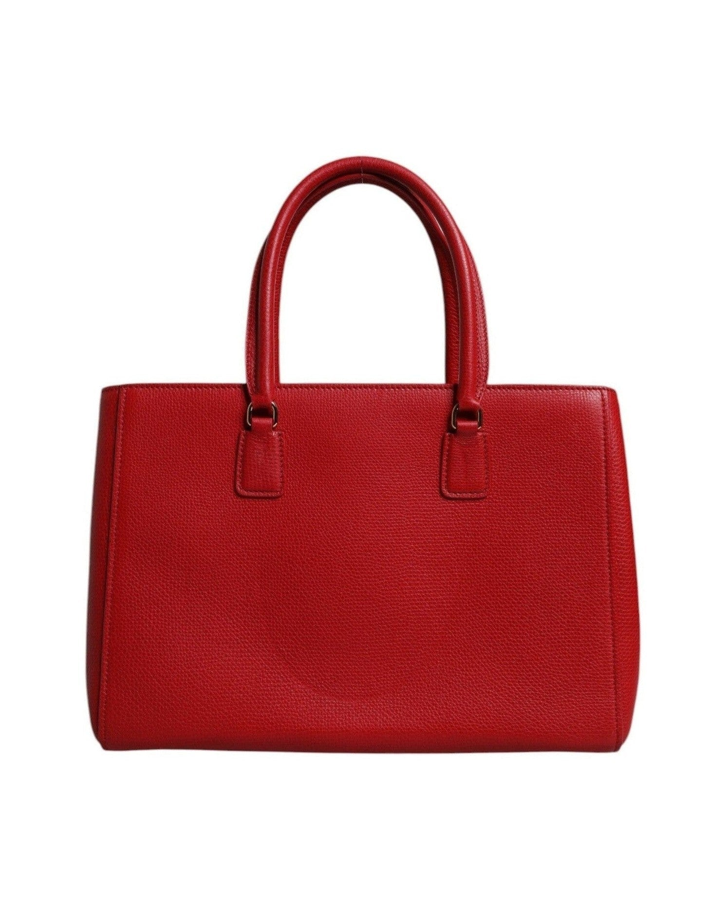Dolce & Gabbana Red Leather Calfskin Logo Plaque Top Handle Bag Glam Steals