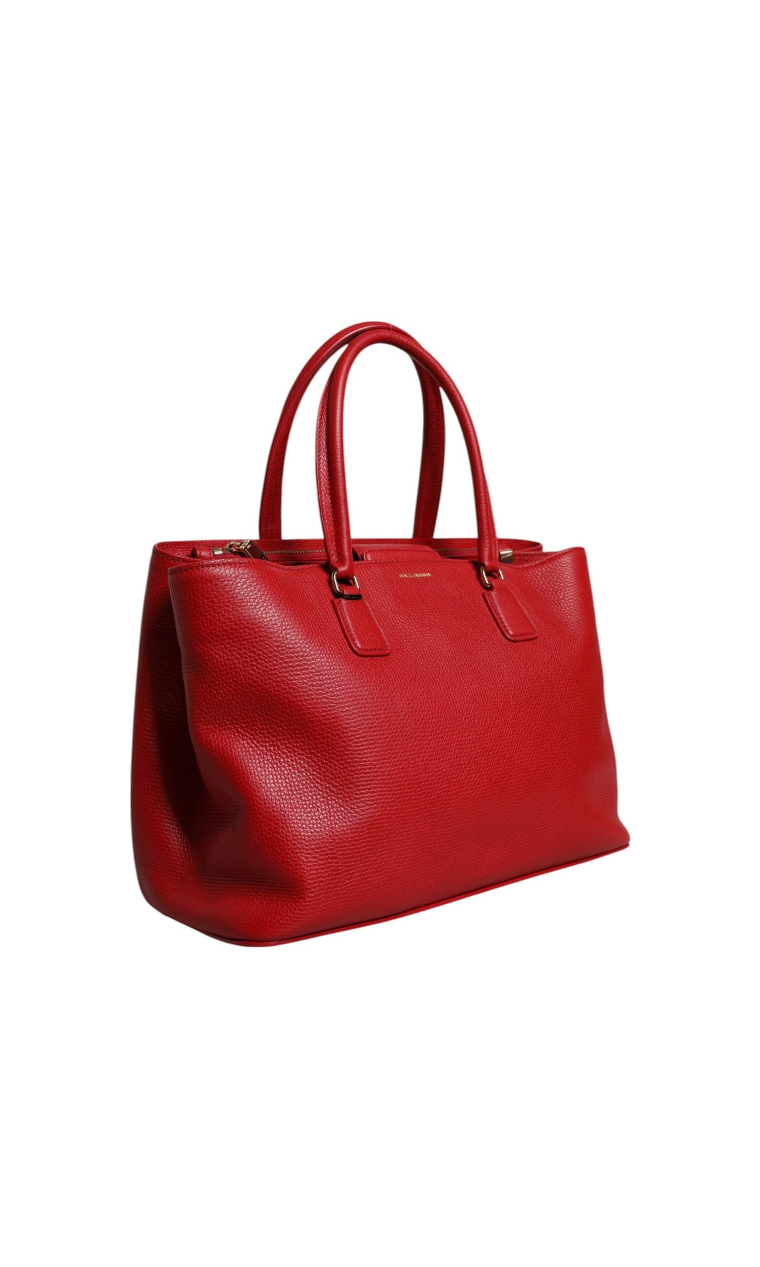 Dolce & Gabbana Red Leather Calfskin Logo Plaque Top Handle Bag Glam Steals