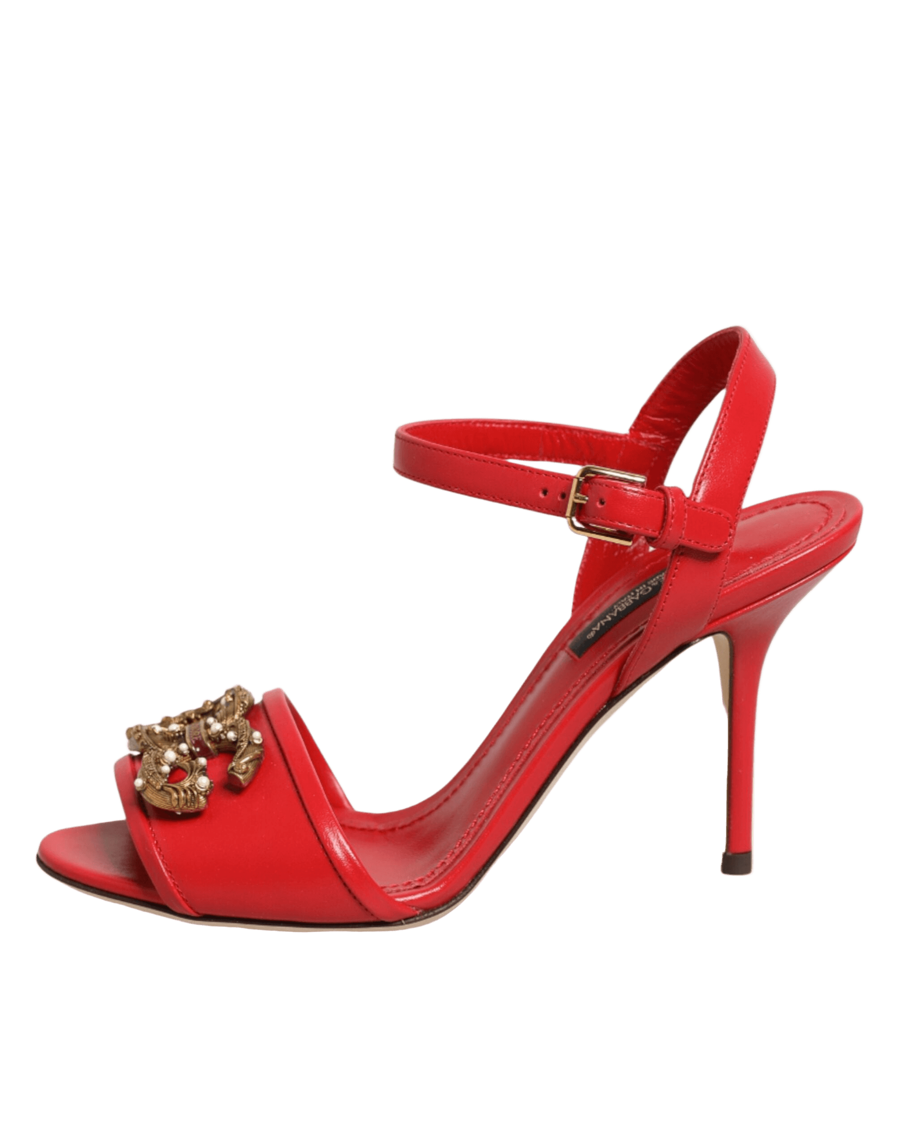 Dolce & Gabbana Red Leather Dg Amore Heels Sandals Shoes Glam Steals