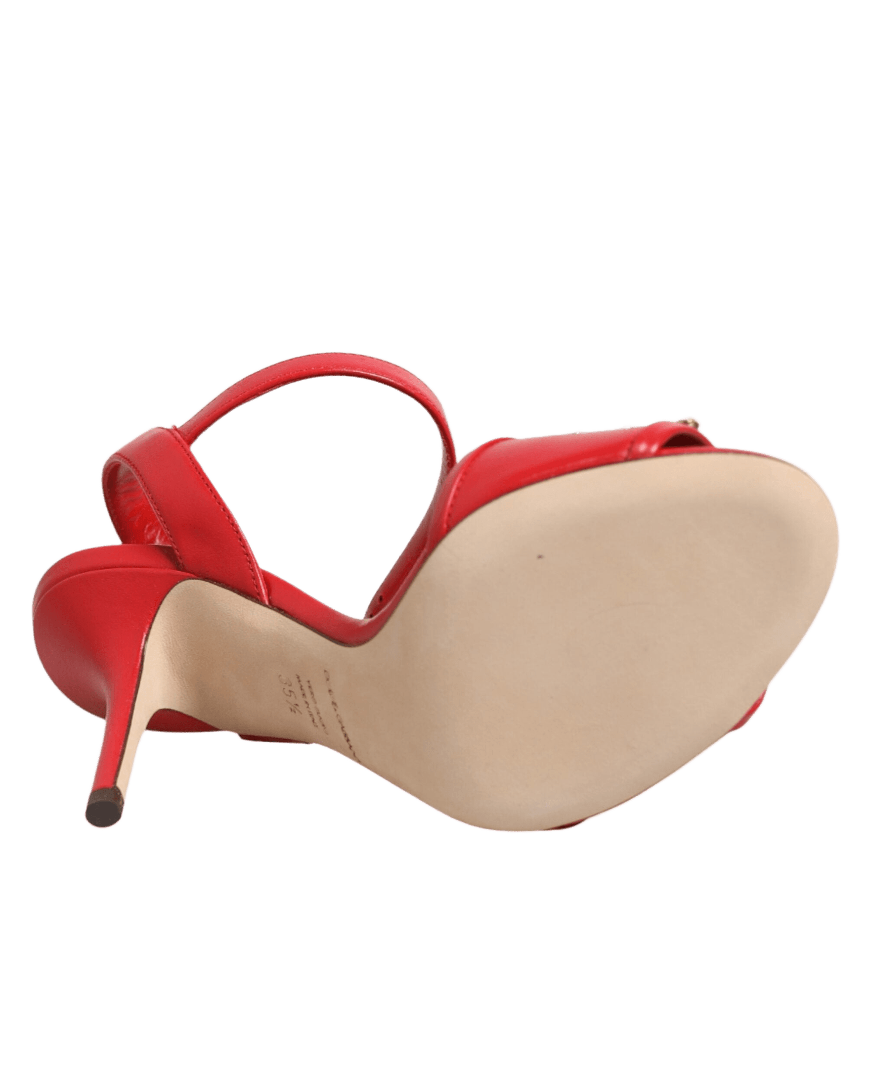Dolce & Gabbana Red Leather Dg Amore Heels Sandals Shoes Heels