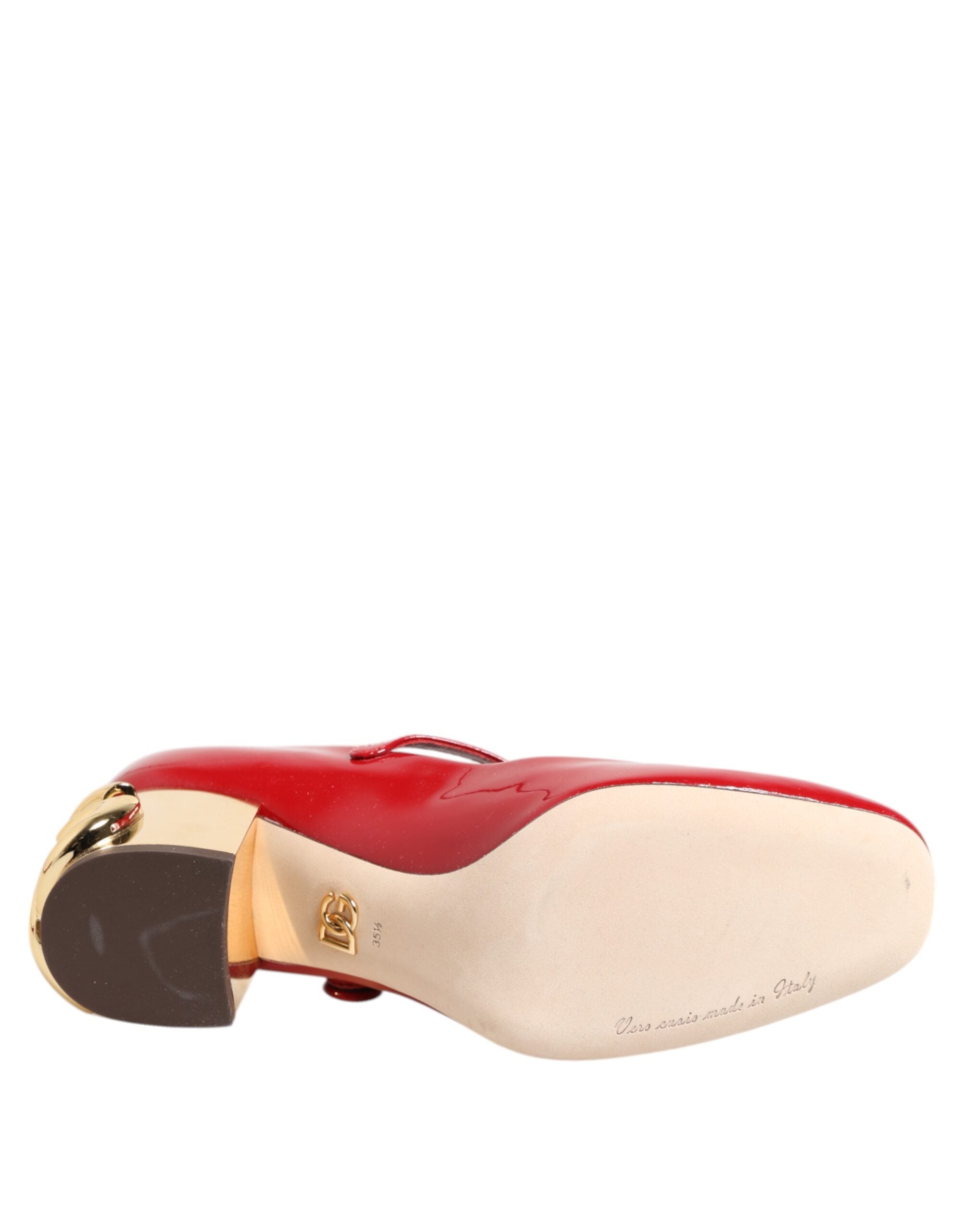 Dolce & Gabbana Red Leather Dg Logo Heels Sandals Shoes Glam Steals