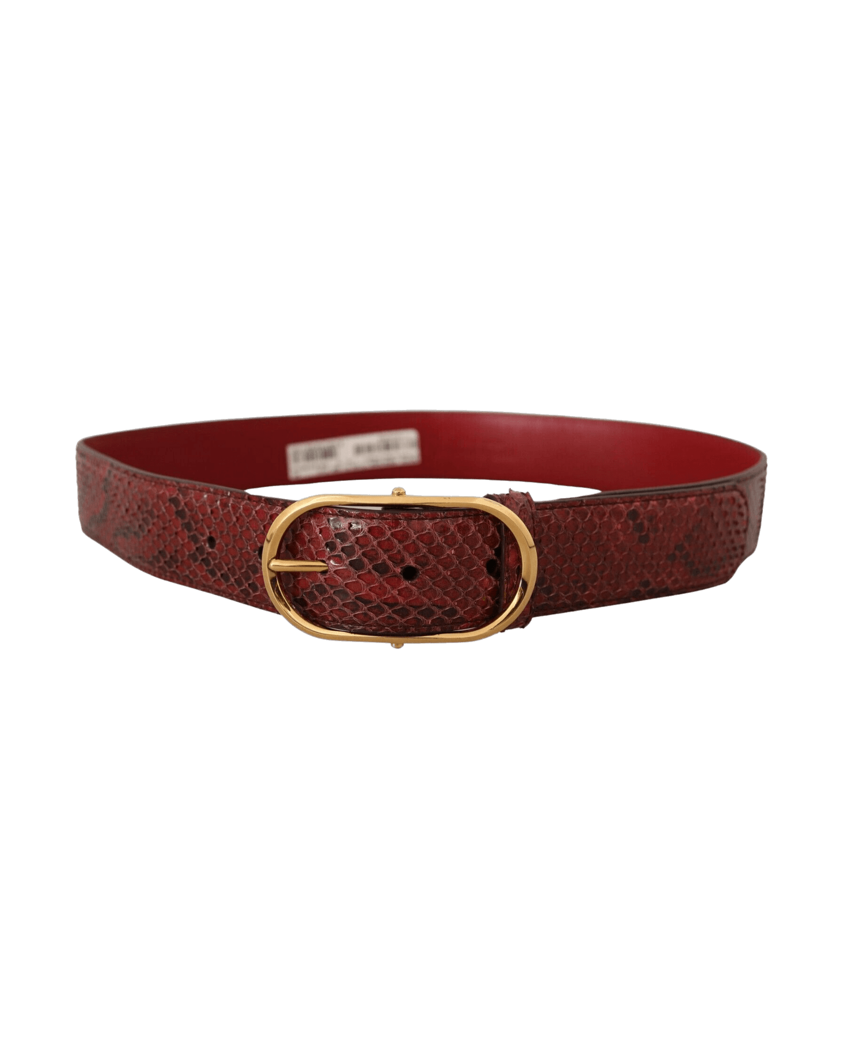 Dolce & Gabbana Red Leather Exotic Oval Buckle Belt Belts