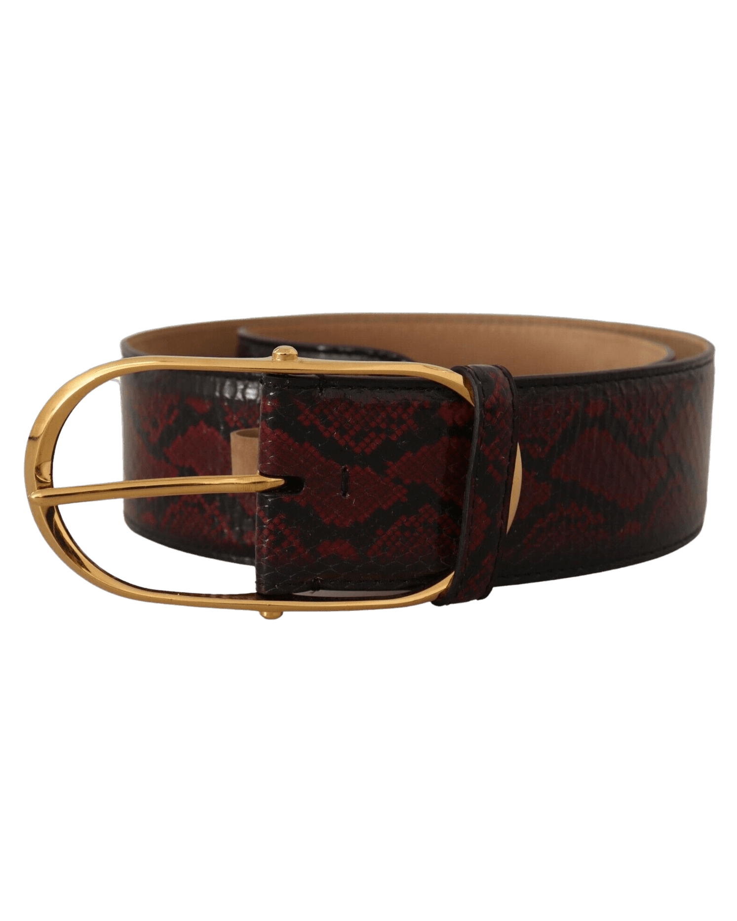 Dolce & Gabbana Red Leather Exotic Oval Buckle Belt Belts