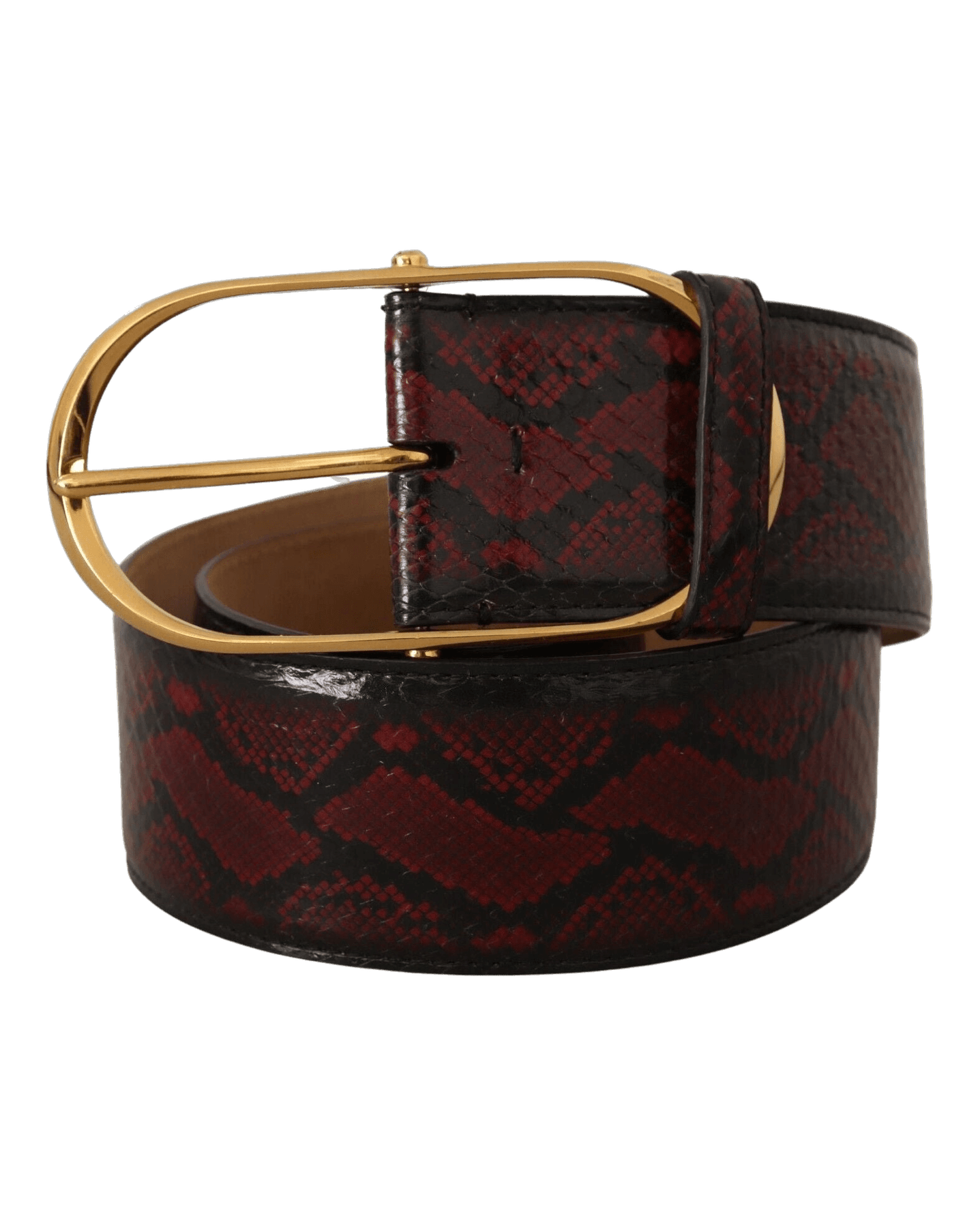Dolce & Gabbana Red Leather Exotic Oval Buckle Belt Belts