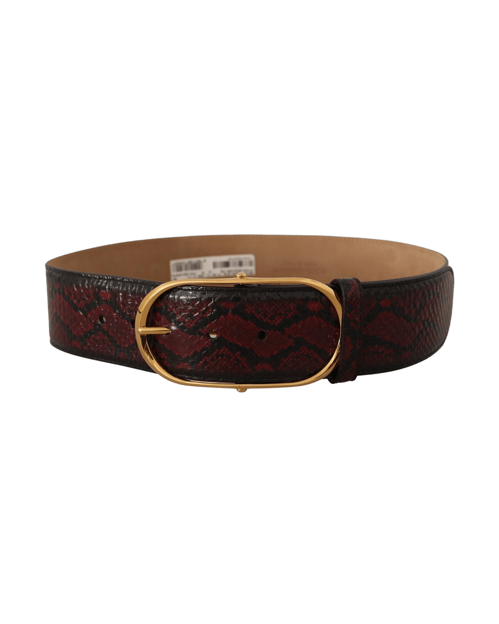 Dolce & Gabbana Red Leather Exotic Oval Buckle Belt Belts