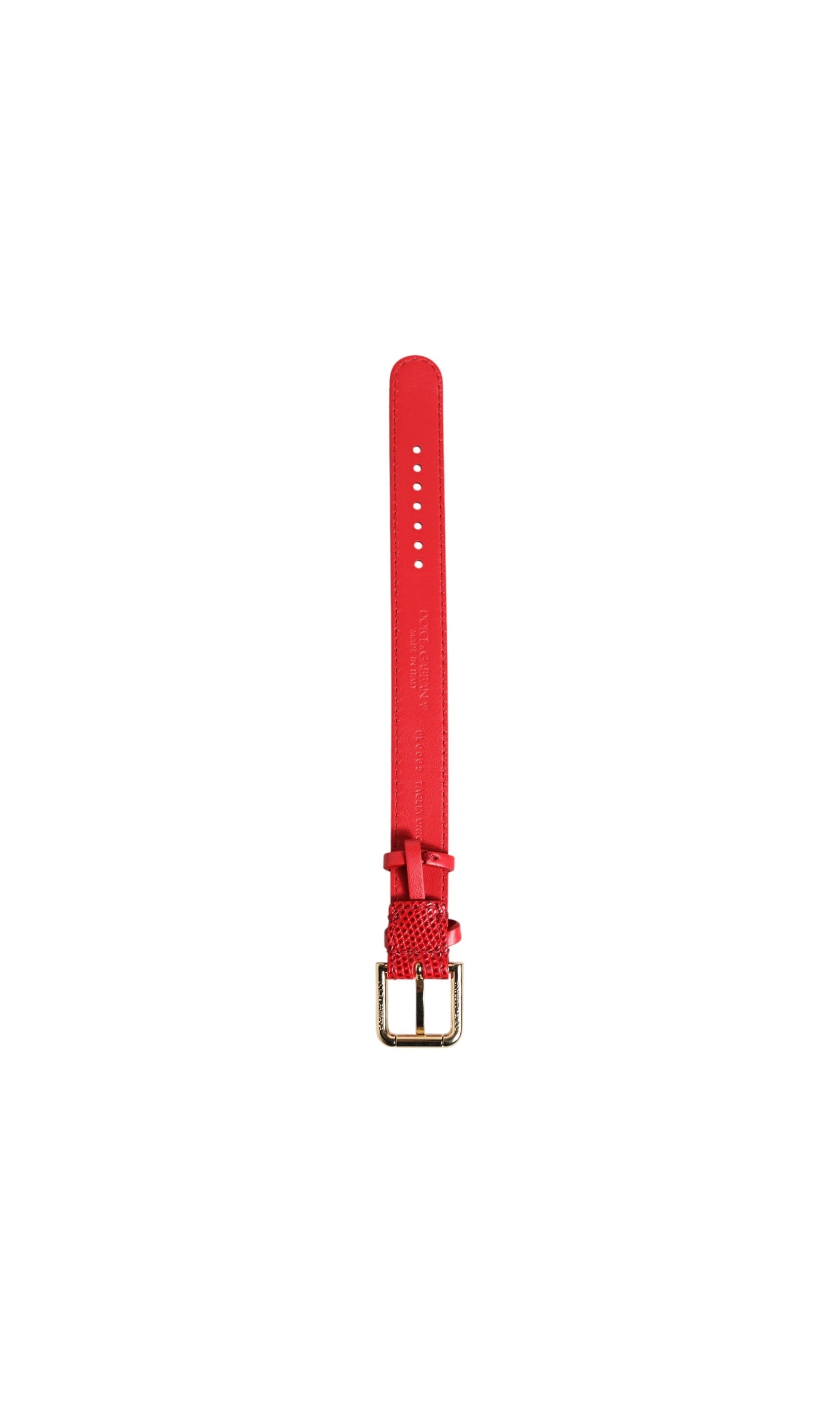Dolce & Gabbana Red Leather Exotic Gold Tone Metal Buckle Women Armband Glam Steals