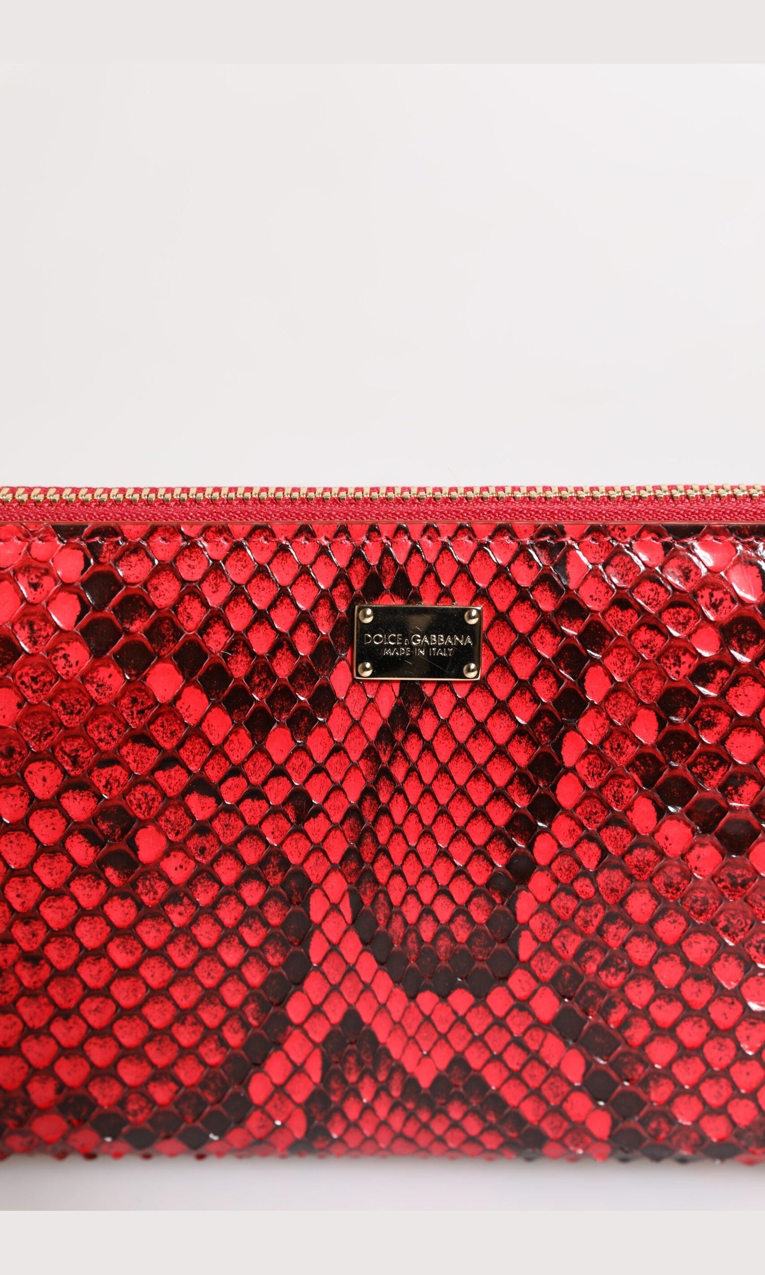 Dolce & Gabbana Red Leather Exotic Zip Around Continental Clutch Wallet Glam Steals