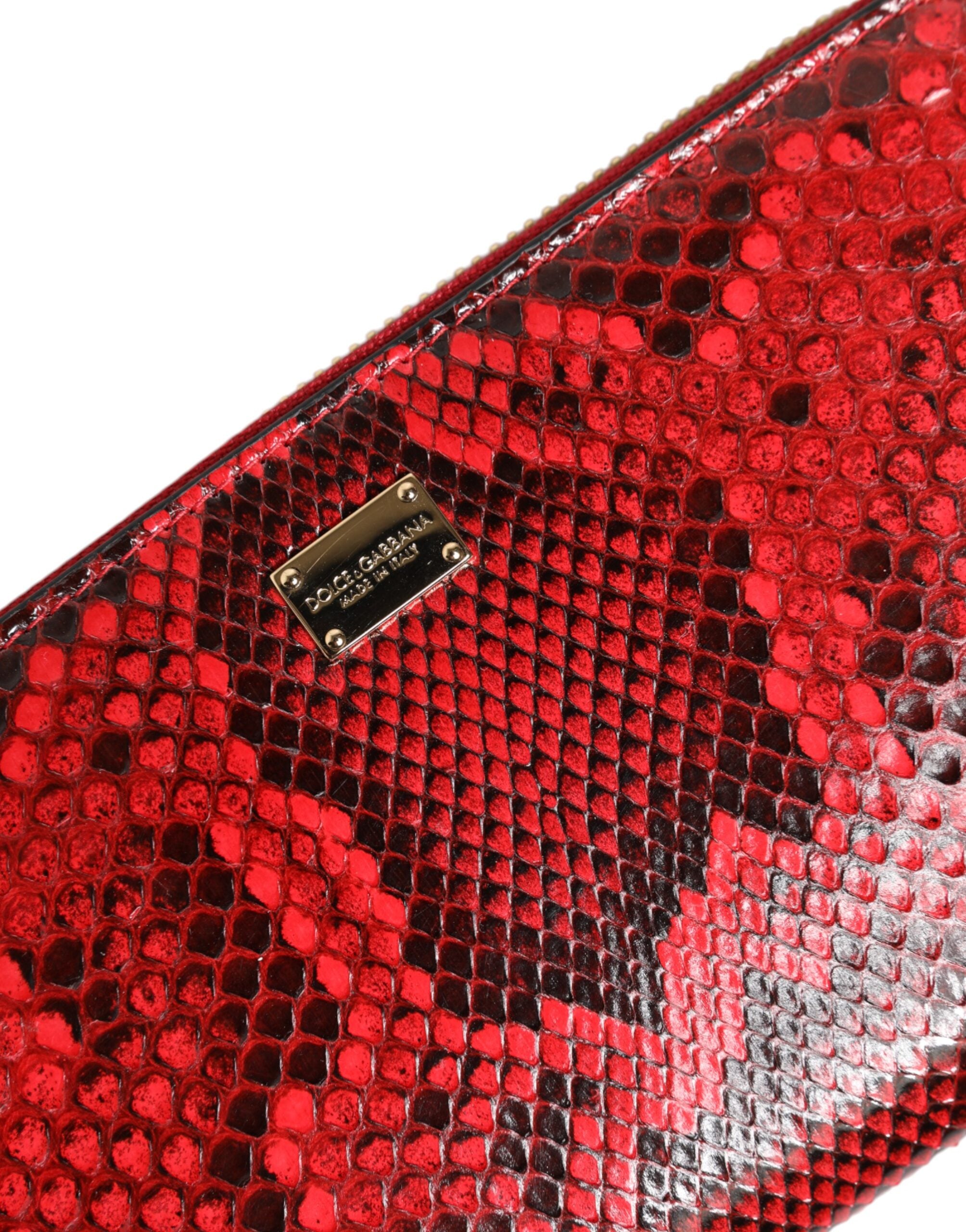 Dolce & Gabbana Red Leather Exotic Zip Around Continental Clutch Wallet Glam Steals