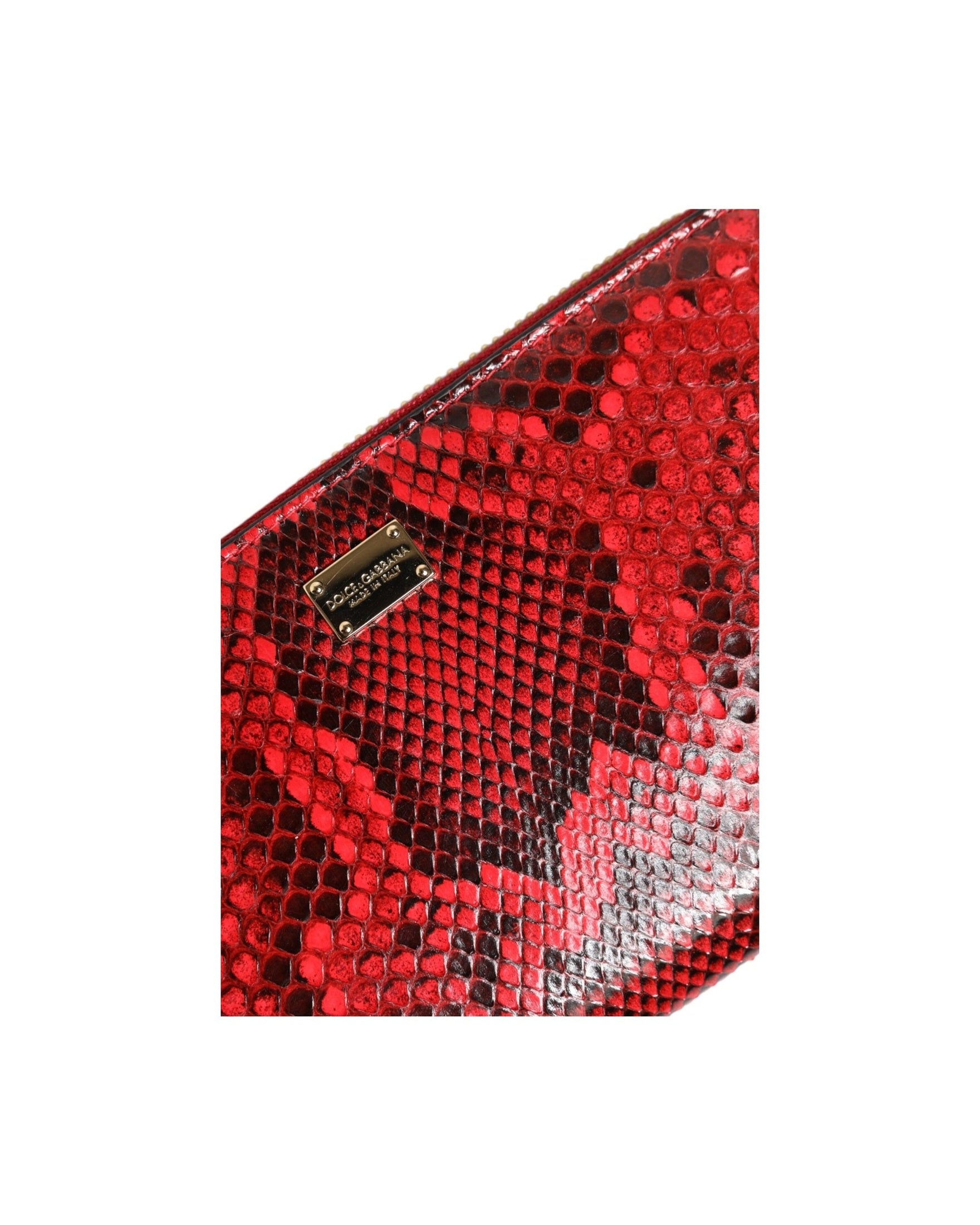 Dolce & Gabbana Red Leather Exotic Zip Around Continental Clutch Wallet Glam Steals