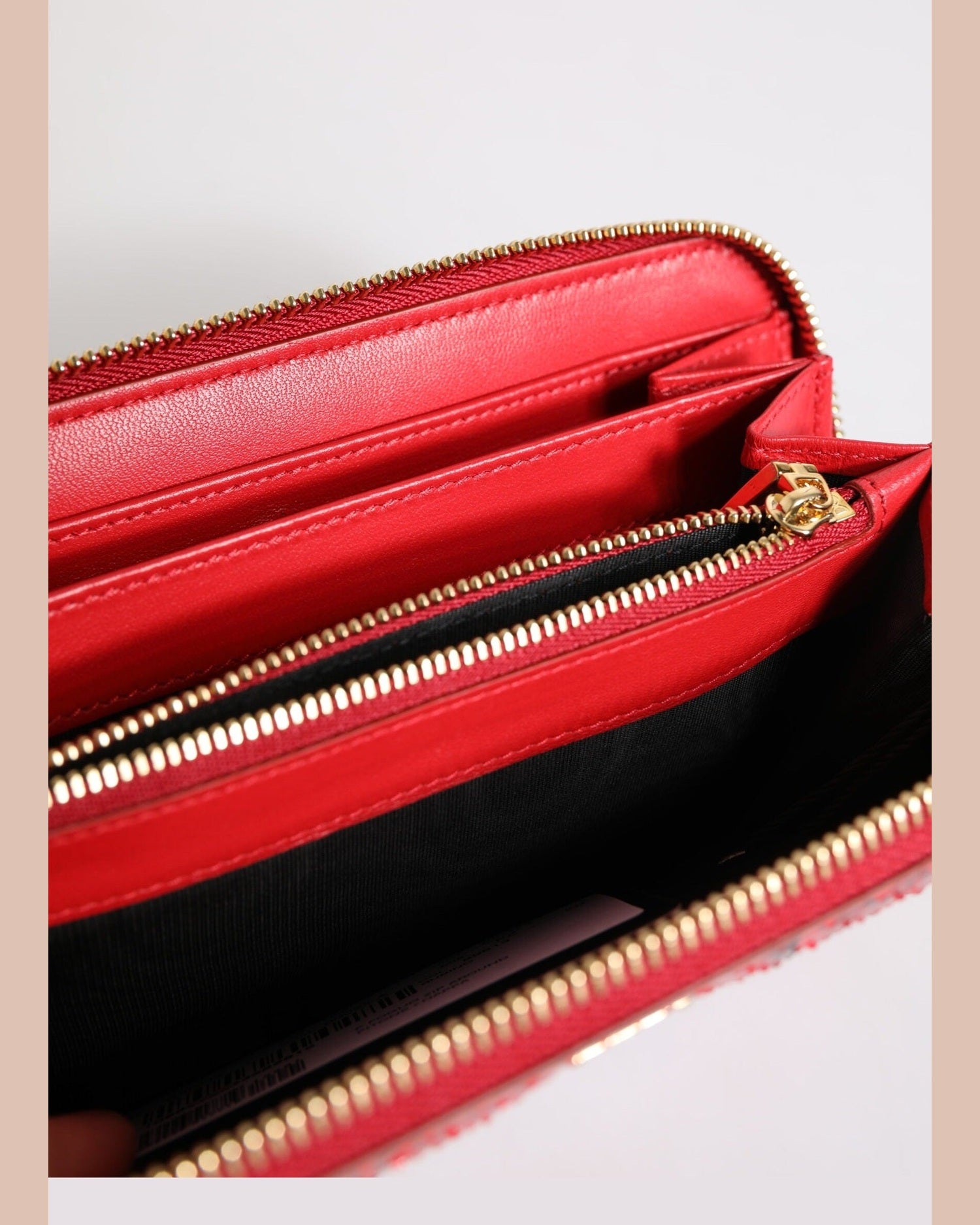 Dolce & Gabbana Red Leather Exotic Zip Around Continental Clutch Wallet Glam Steals
