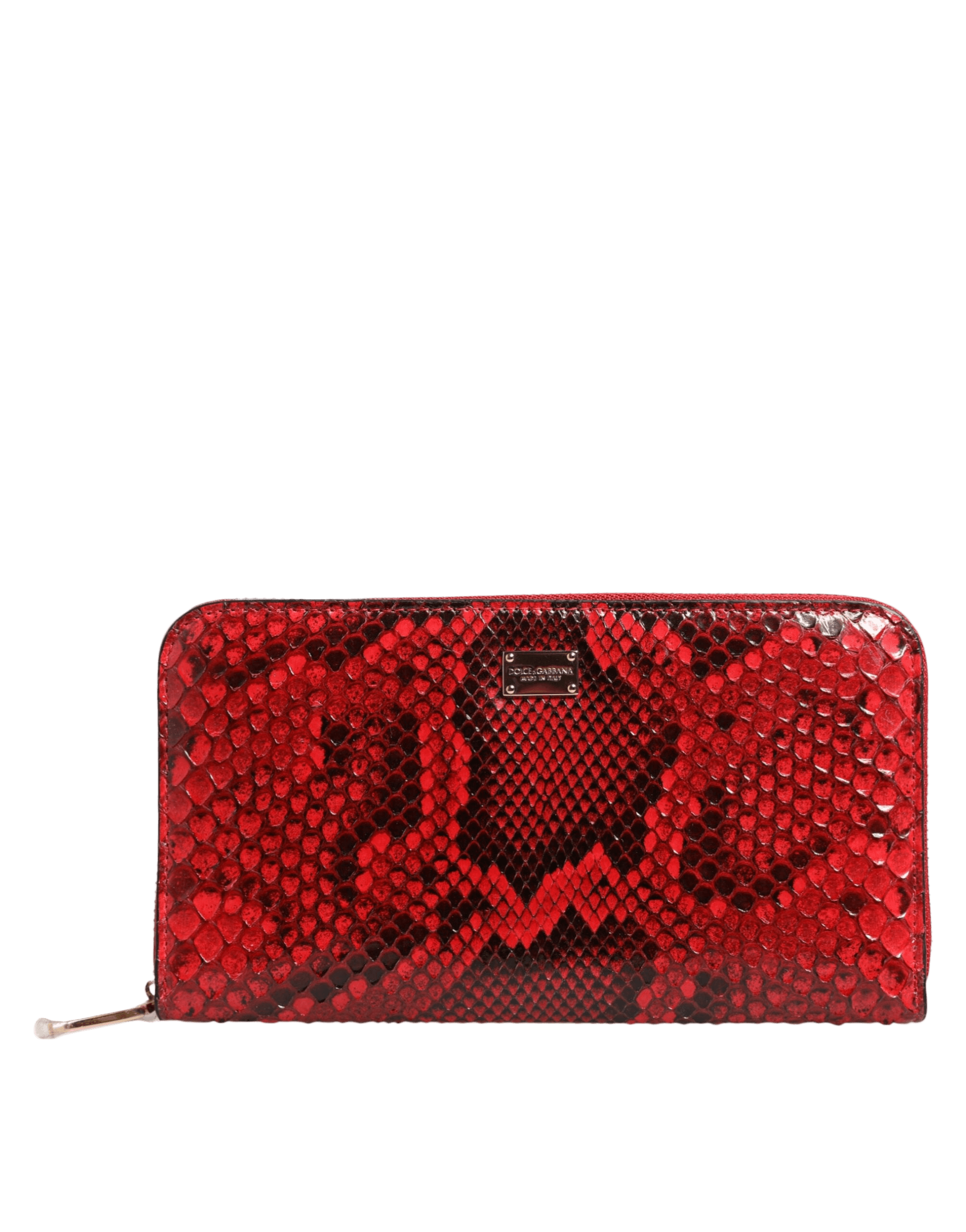Dolce & Gabbana Red Leather Exotic Zip Around Continental Clutch Wallet Glam Steals