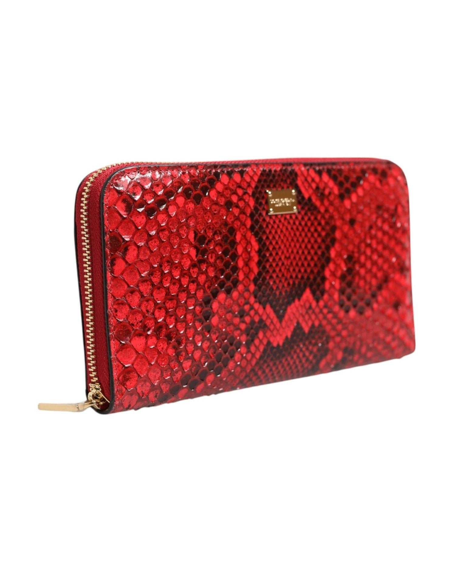 Dolce & Gabbana Red Leather Exotic Zip Around Continental Clutch Wallet Glam Steals