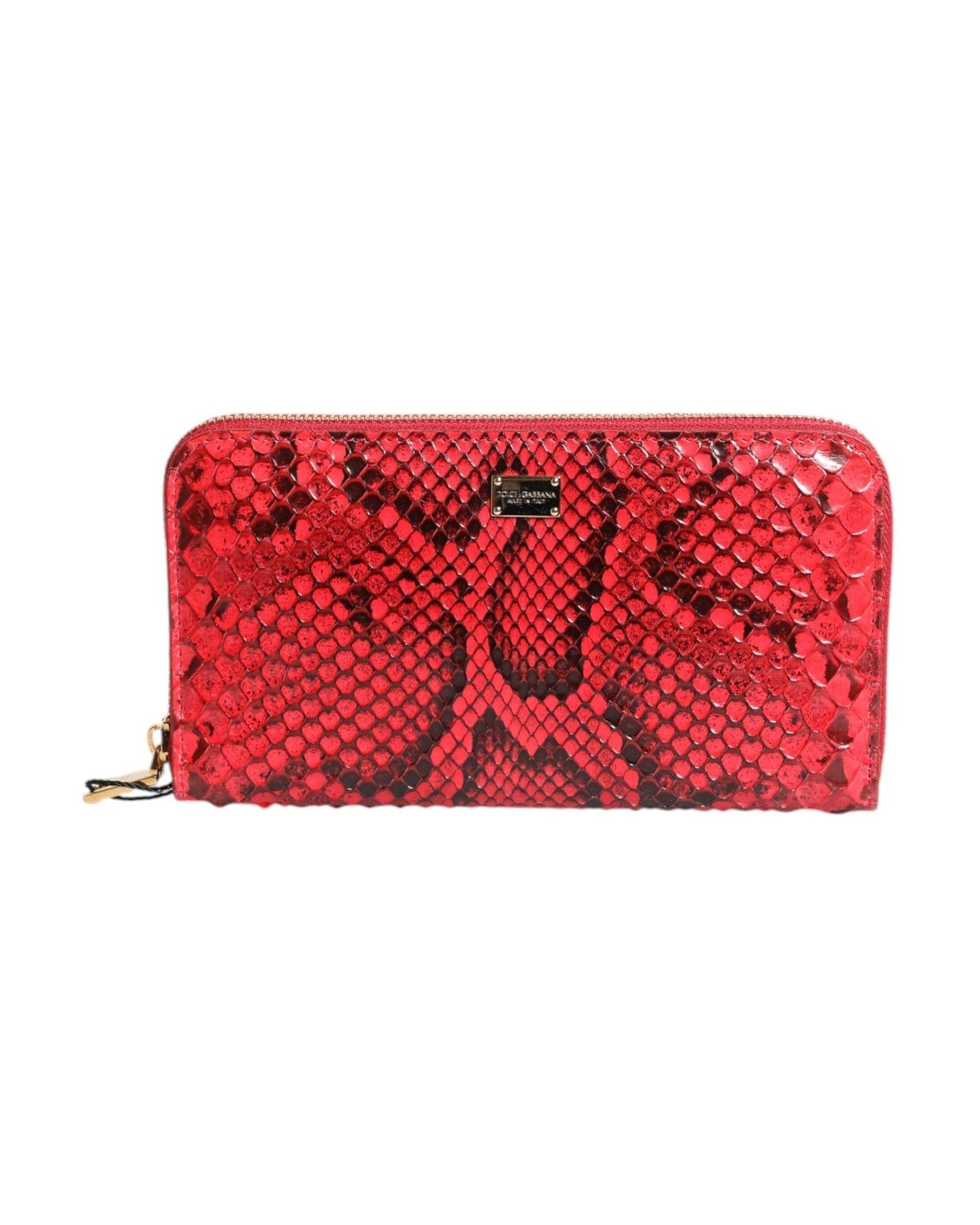 Dolce & Gabbana Red Leather Exotic Zip Around Continental Clutch Wallet Glam Steals