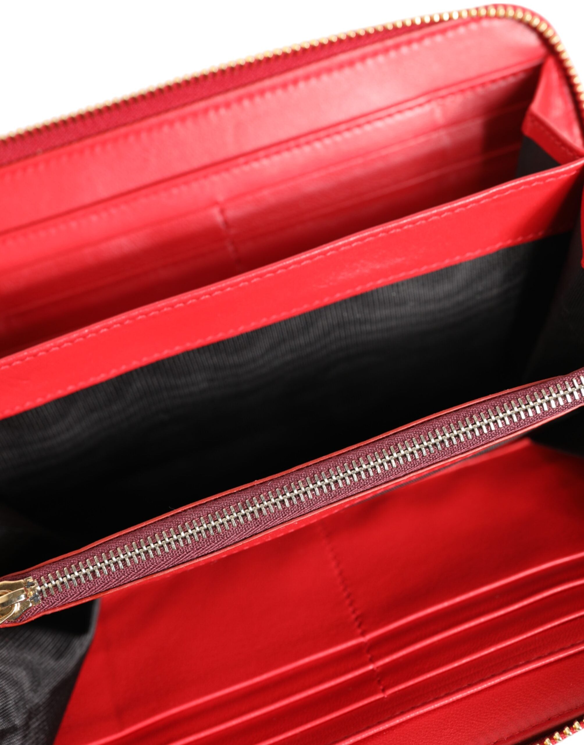 Dolce & Gabbana Red Leather Exotic Zip Around Continental Clutch Wallet Glam Steals