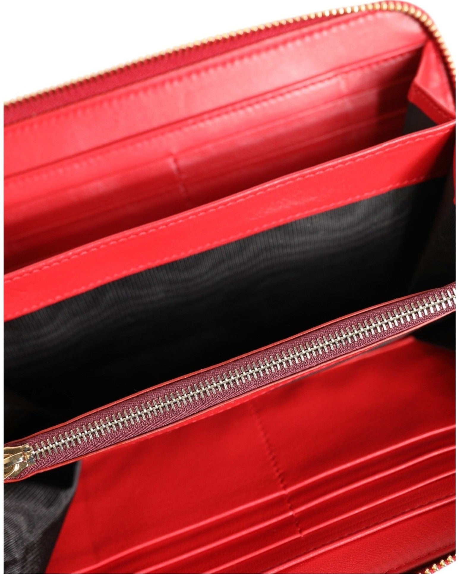Dolce & Gabbana Red Leather Exotic Zip Around Continental Clutch Wallet Glam Steals
