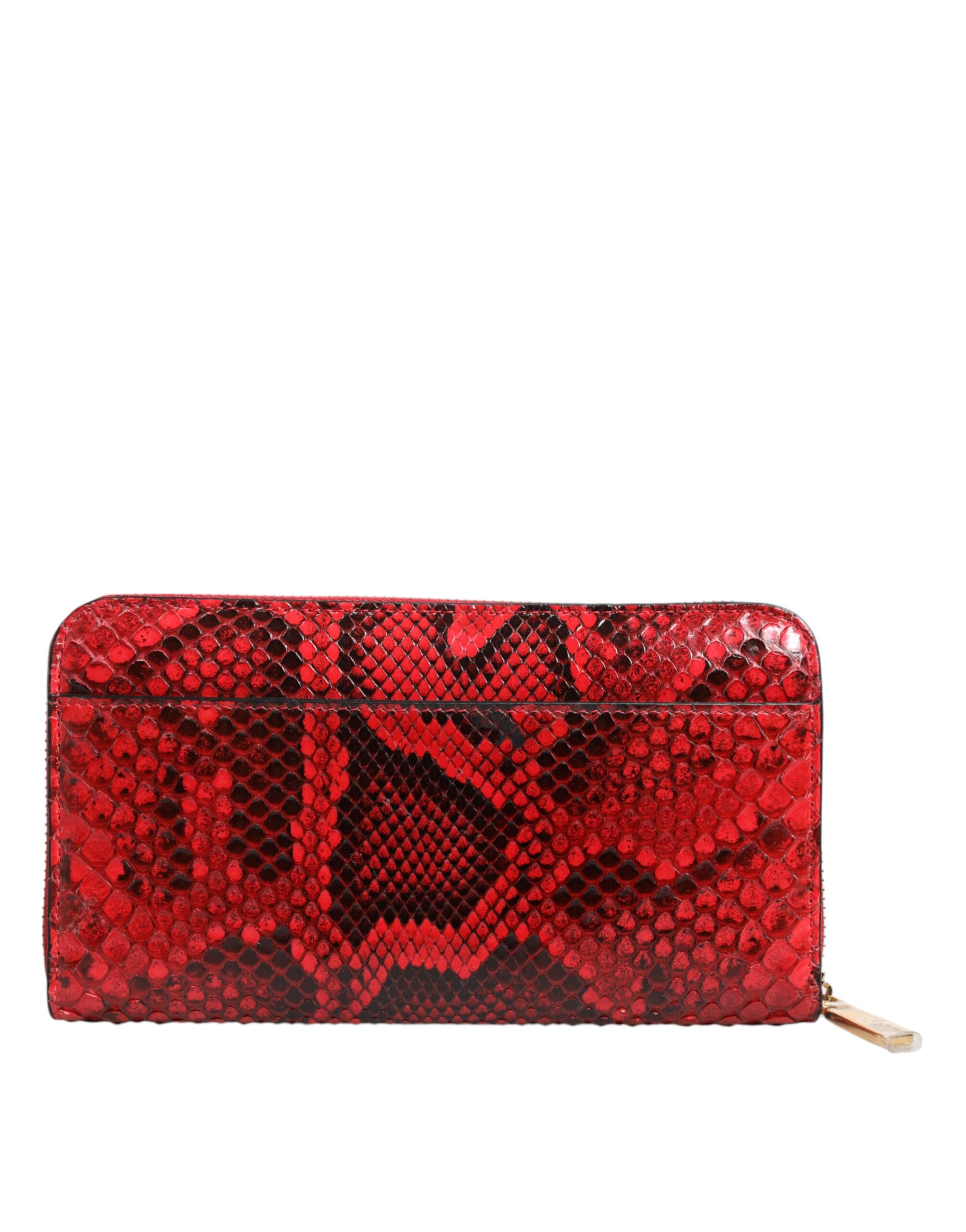Dolce & Gabbana Red Leather Exotic Zip Around Continental Clutch Wallet Glam Steals