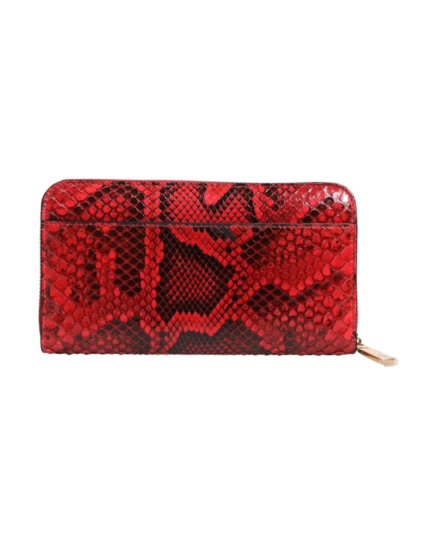 Dolce & Gabbana Red Leather Exotic Zip Around Continental Clutch Wallet Glam Steals