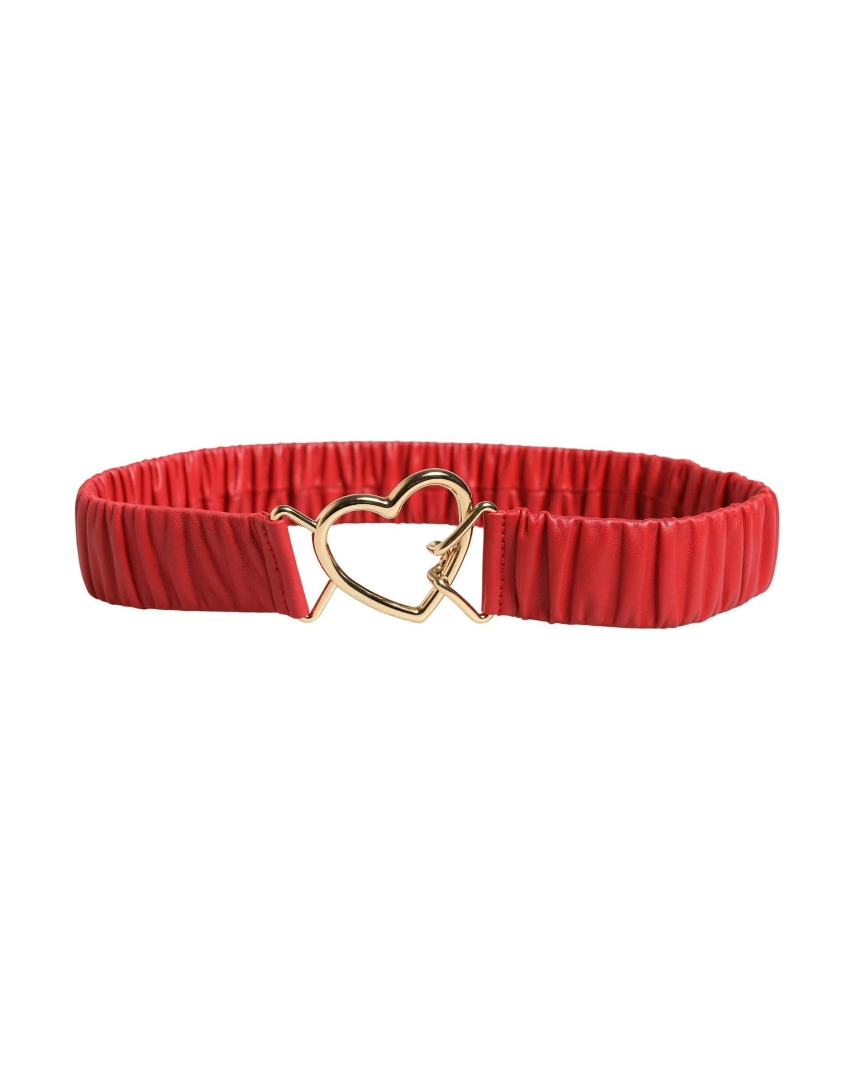 Dolce & Gabbana Red Leather Gold Heart Metal Buckle Belt