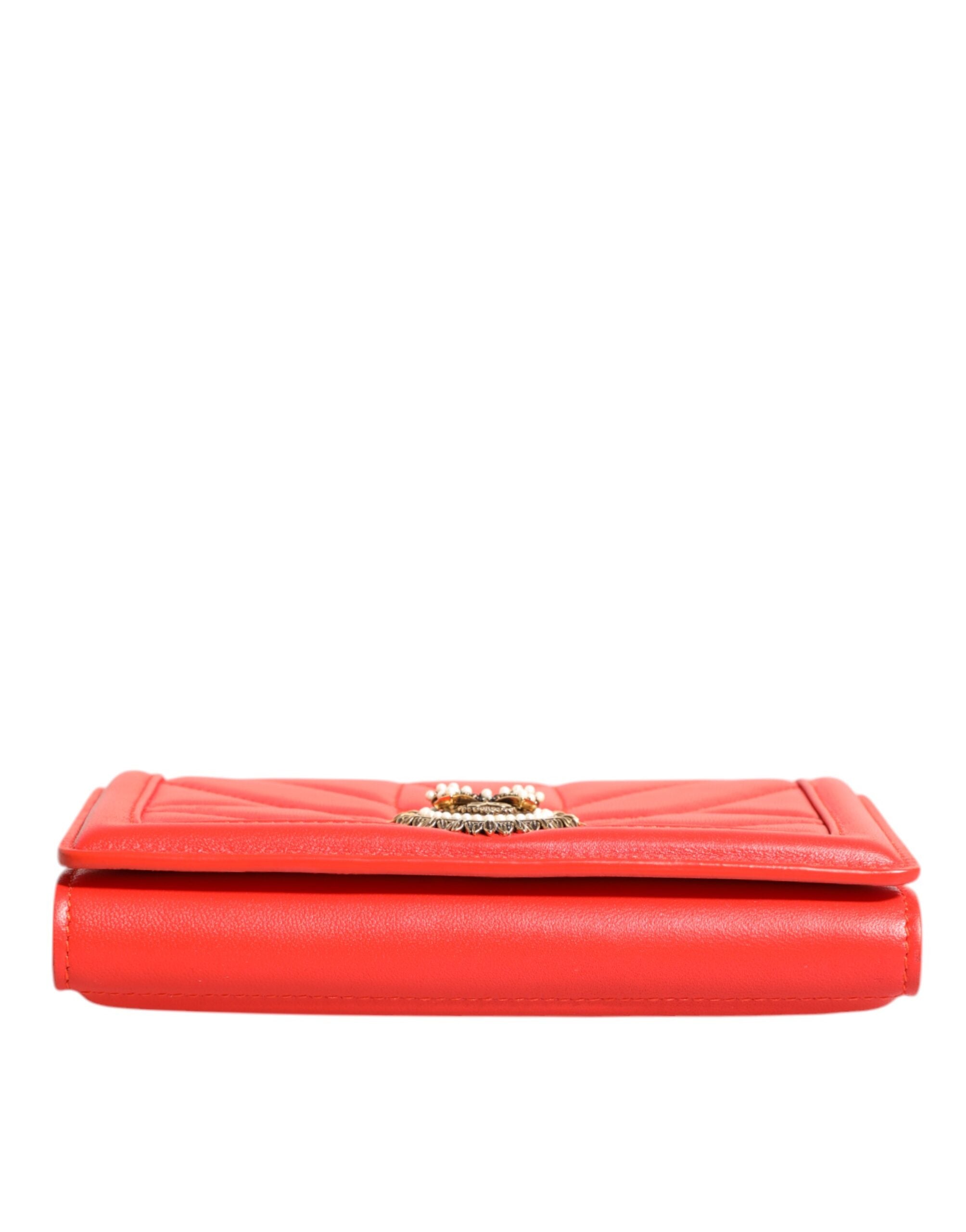 Dolce & Gabbana Red Leather Quilted Devotion Crossbody Phone Cover Bag Glam Steals