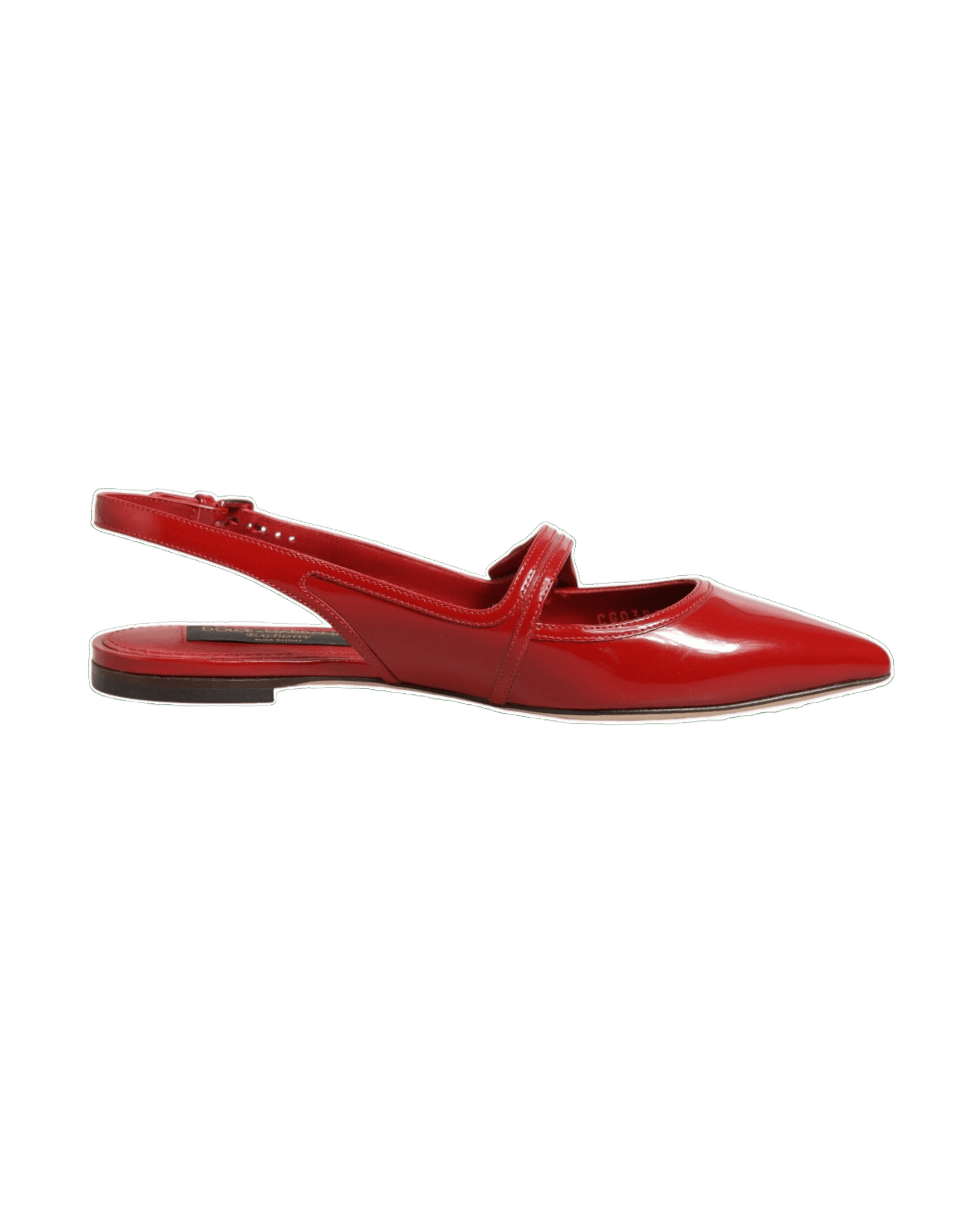 Dolce & Gabbana Red Leather Slingback Flats Sandals Shoes Glam Steals