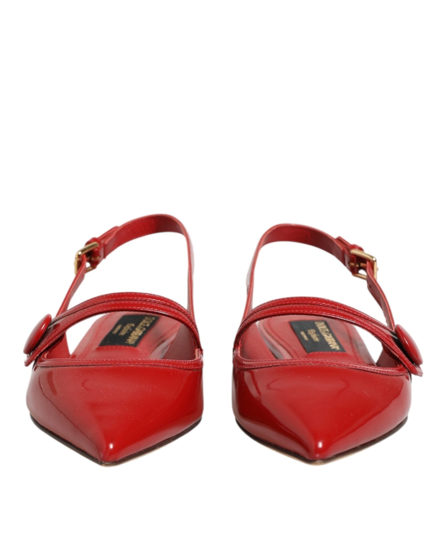 Dolce & Gabbana Red Leather Slingback Flats Sandals Shoes Glam Steals
