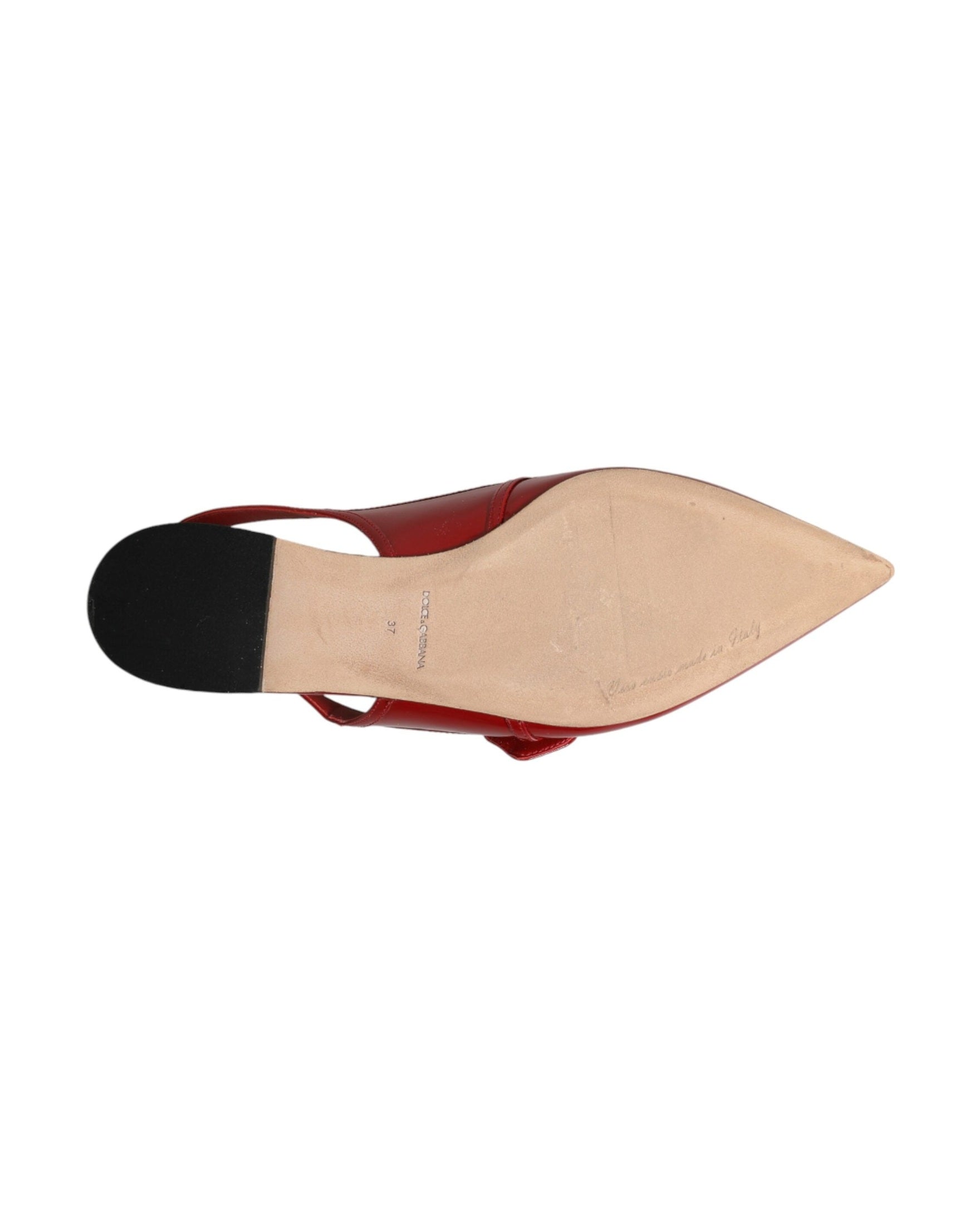 Dolce & Gabbana Red Leather Slingback Flats Sandals Shoes Sandals
