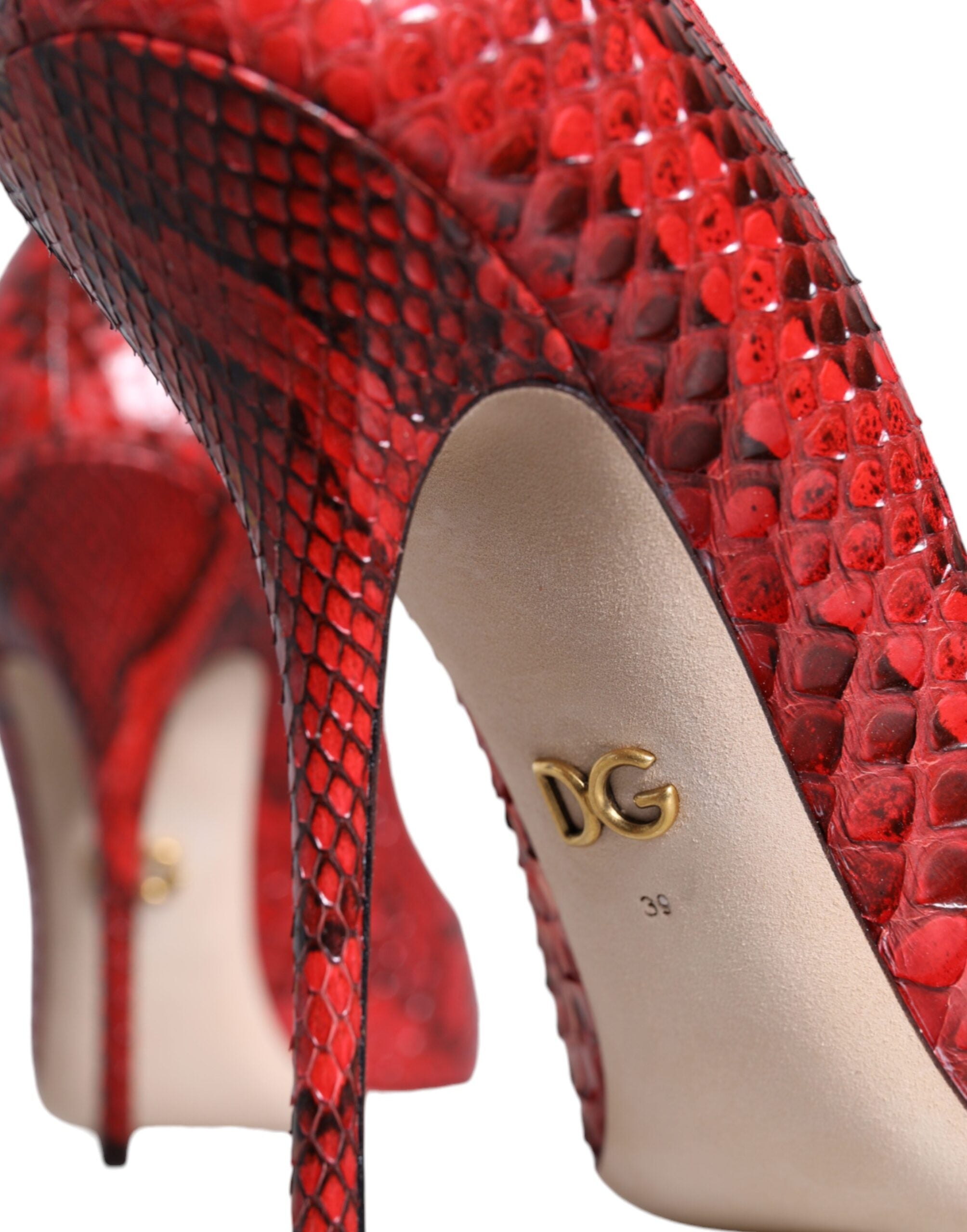 Dolce & Gabbana Red Leather Stiletto High Heels Pumps Shoes Glam Steals