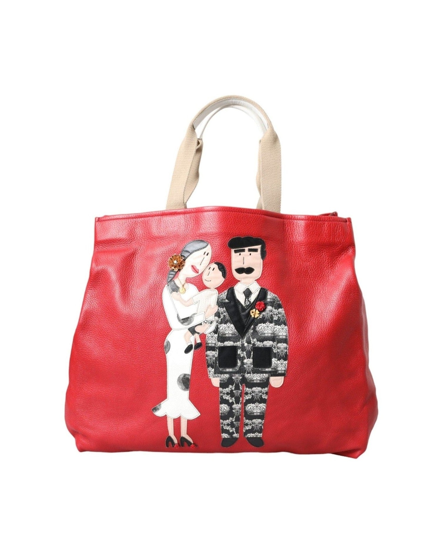 Dolce & Gabbana Leather #Dgfamily Patch Shopping Tote Red Bag Glam Steals