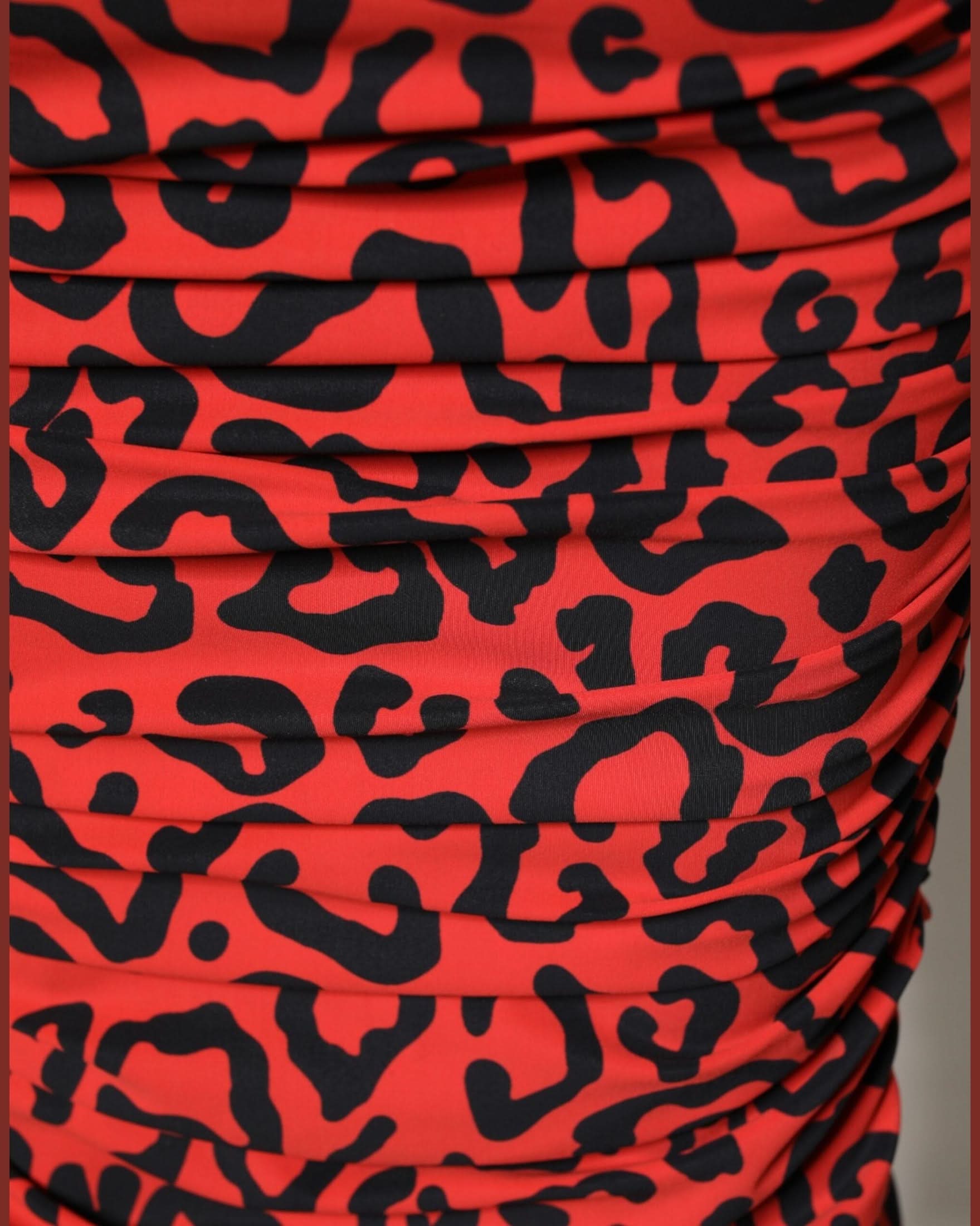 Dolce & Gabbana Red Nylon Leopard Print Sheath Midi Dress Dresses