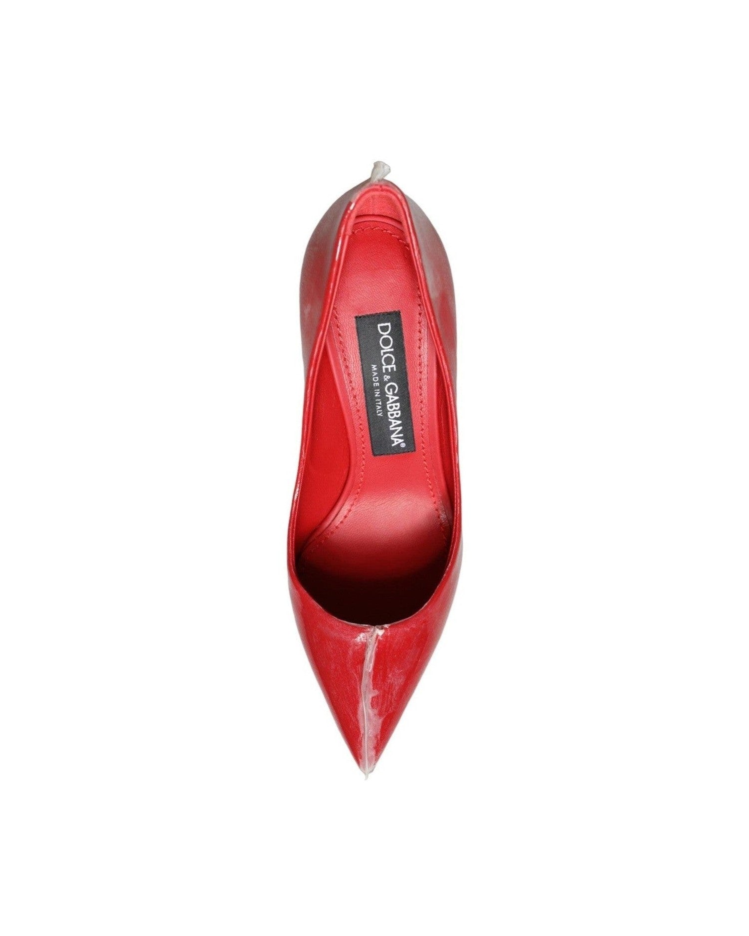Dolce & Gabbana Red Patent Leather Faux Pearl Heels Pumps Shoes Heels