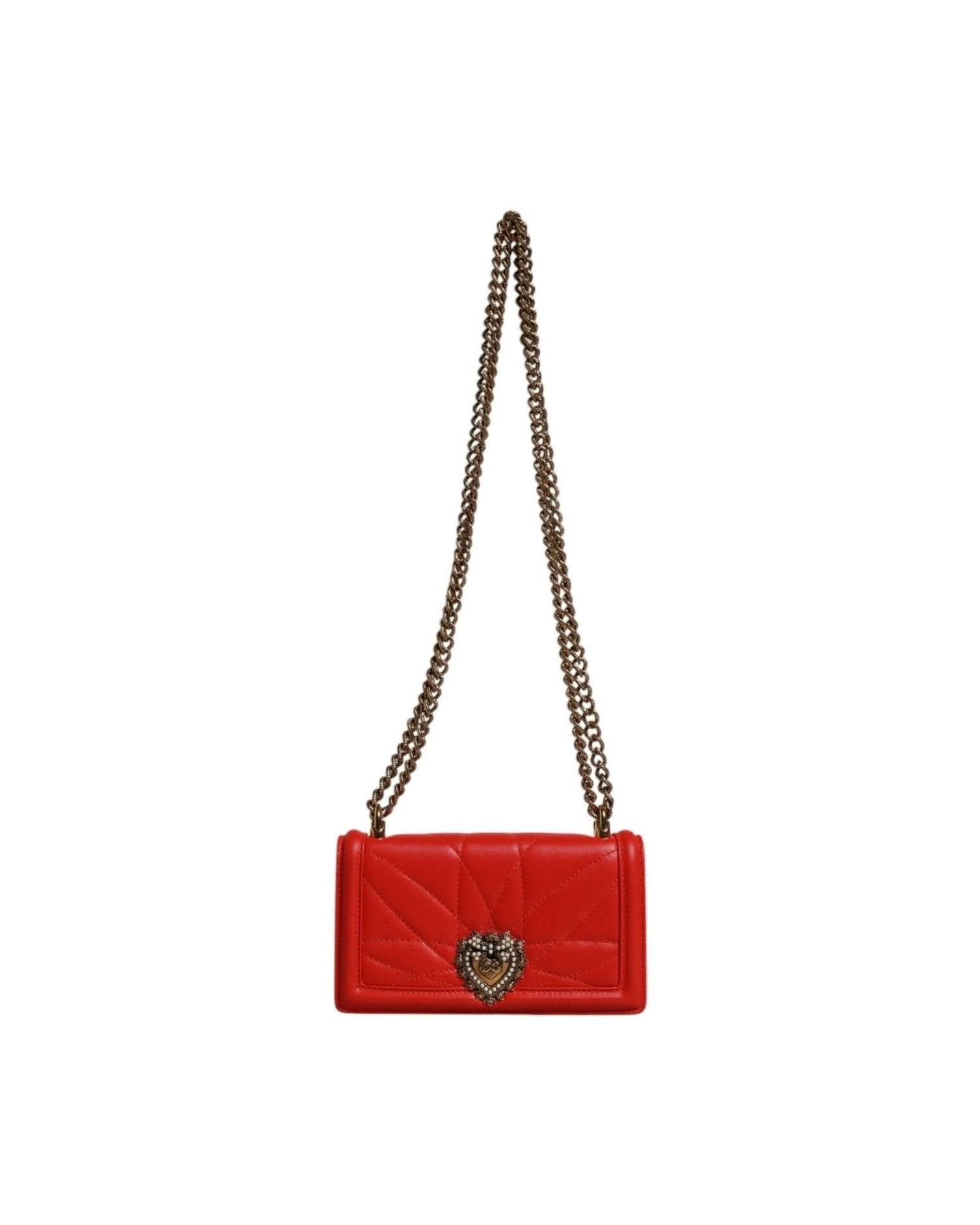 Dolce & Gabbana Red Quilted Devotion Crossbody Chain Phone Cover Bag Cross Body Bags