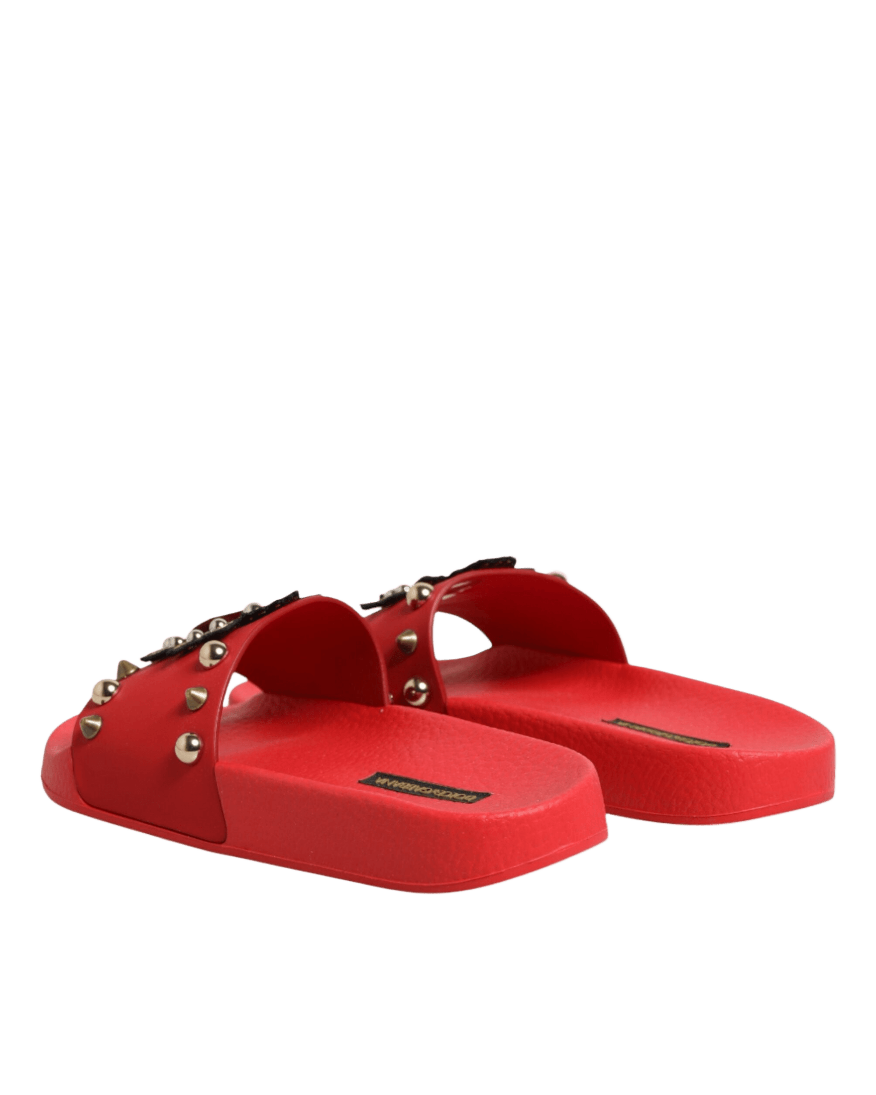 Dolce & Gabbana Red Sacred Heart Stud Slides Beachwear Shoes Sandals