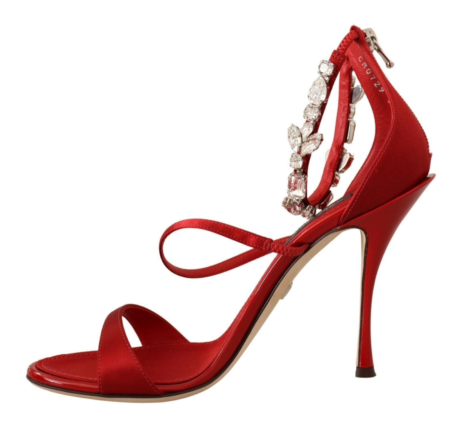 Dolce & Gabbana Red Satin Crystals Sandals Keira Heels Glam Steals