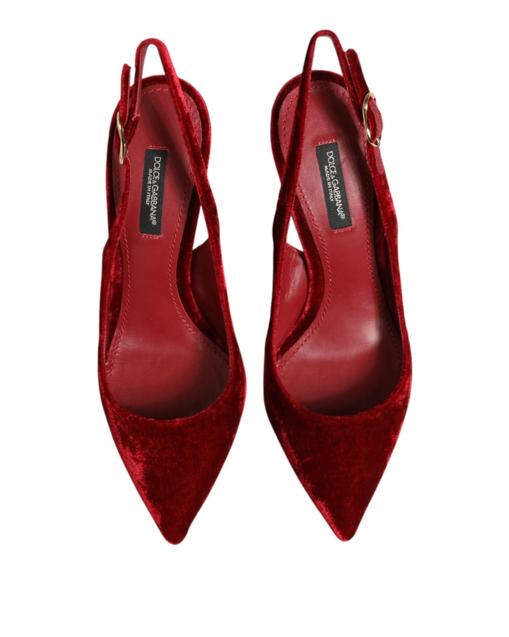 Dolce & Gabbana Red Suede High Heels Slingbacks Sandals Shoes Heels
