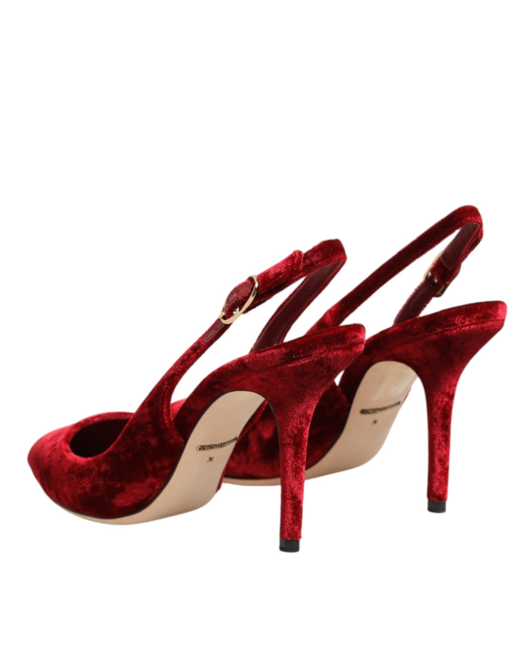 Dolce & Gabbana Red Suede High Heels Slingbacks Sandals Shoes Glam Steals