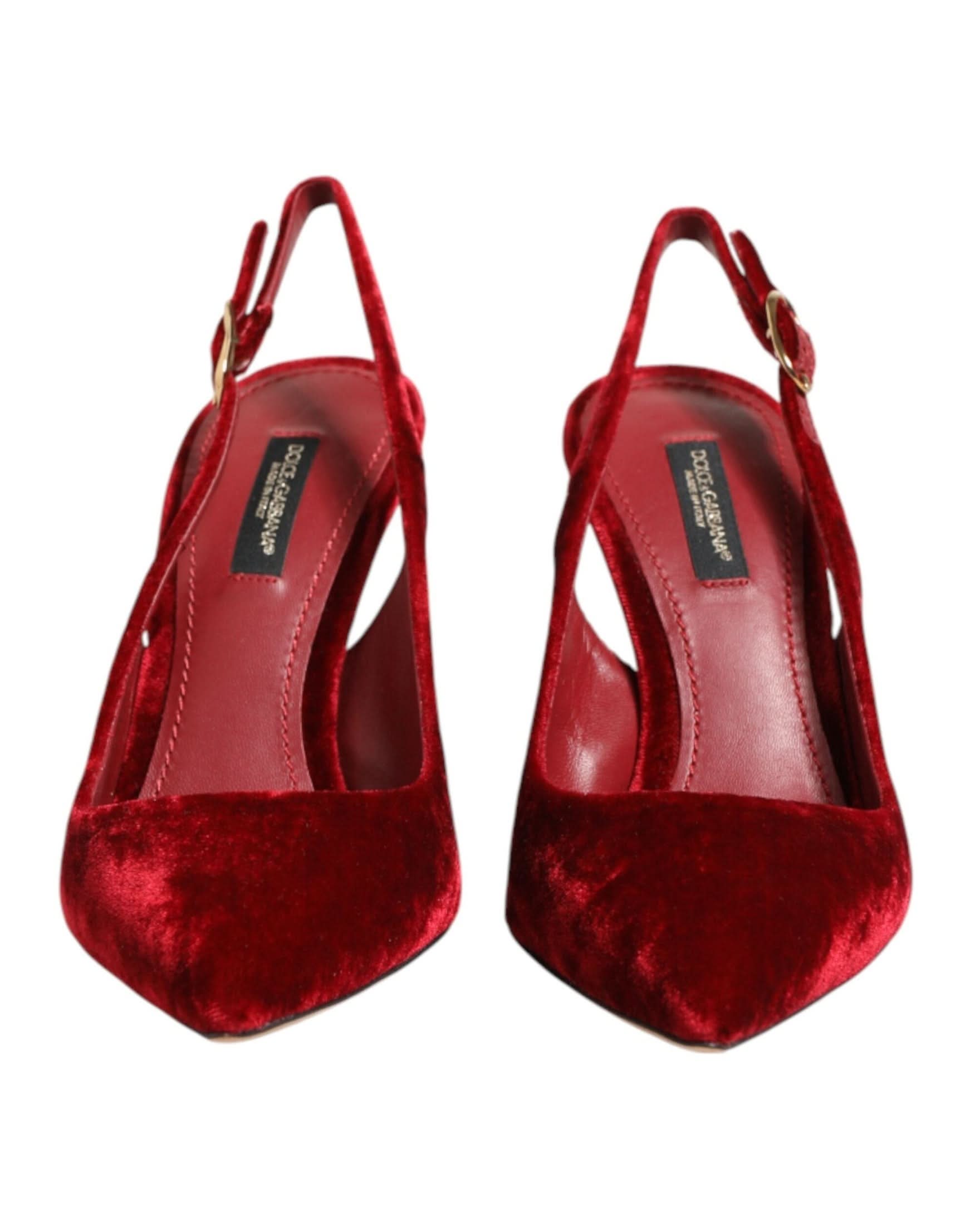 Dolce & Gabbana Red Suede High Heels Slingbacks Sandals Shoes Heels