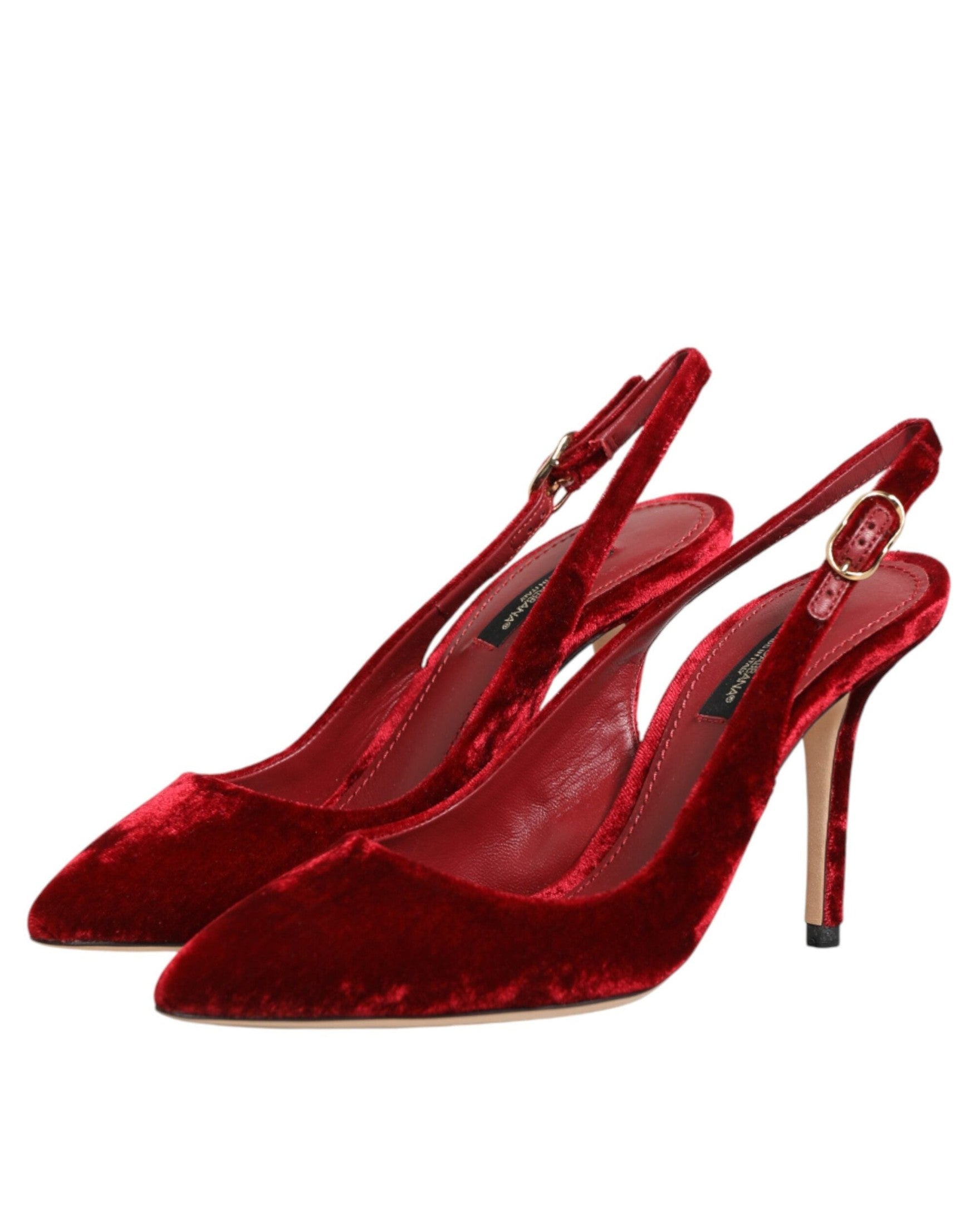 Dolce & Gabbana Red Suede High Heels Slingbacks Sandals Shoes Glam Steals