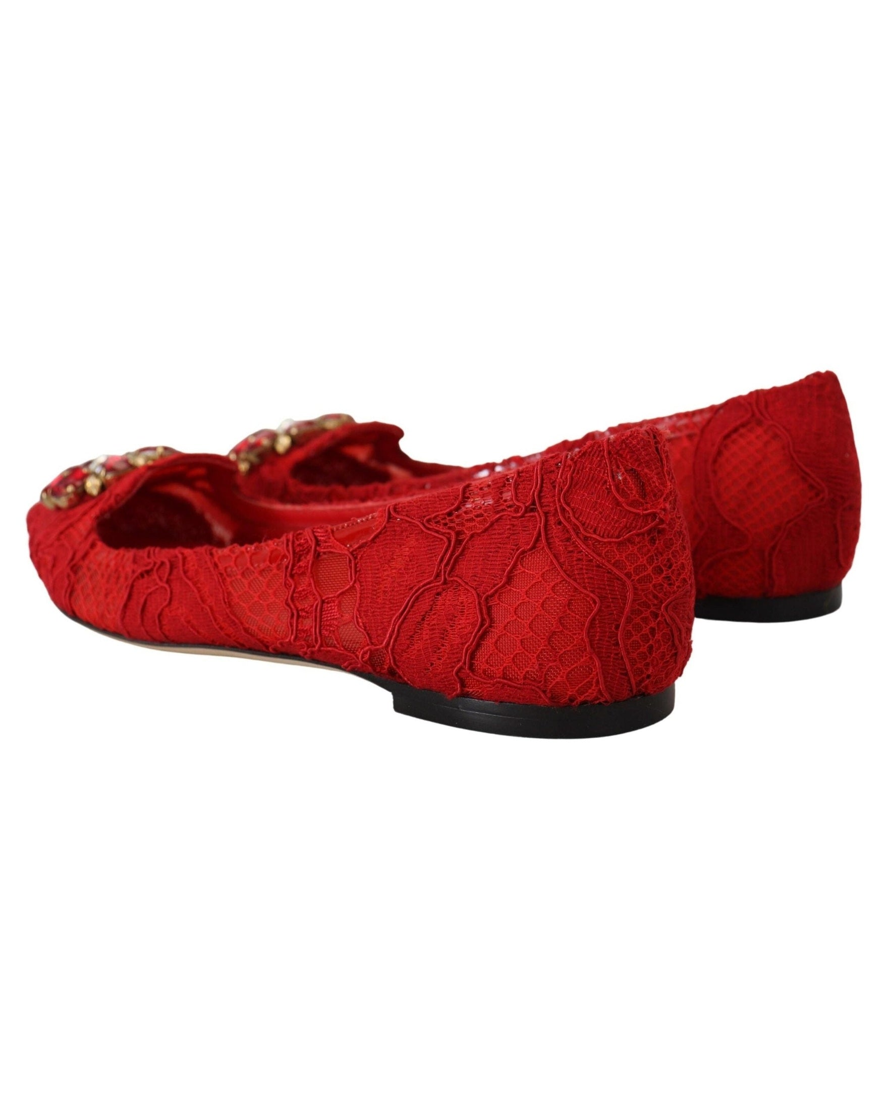Dolce & Gabbana Red Taormina Crystals Loafers Flats Flats