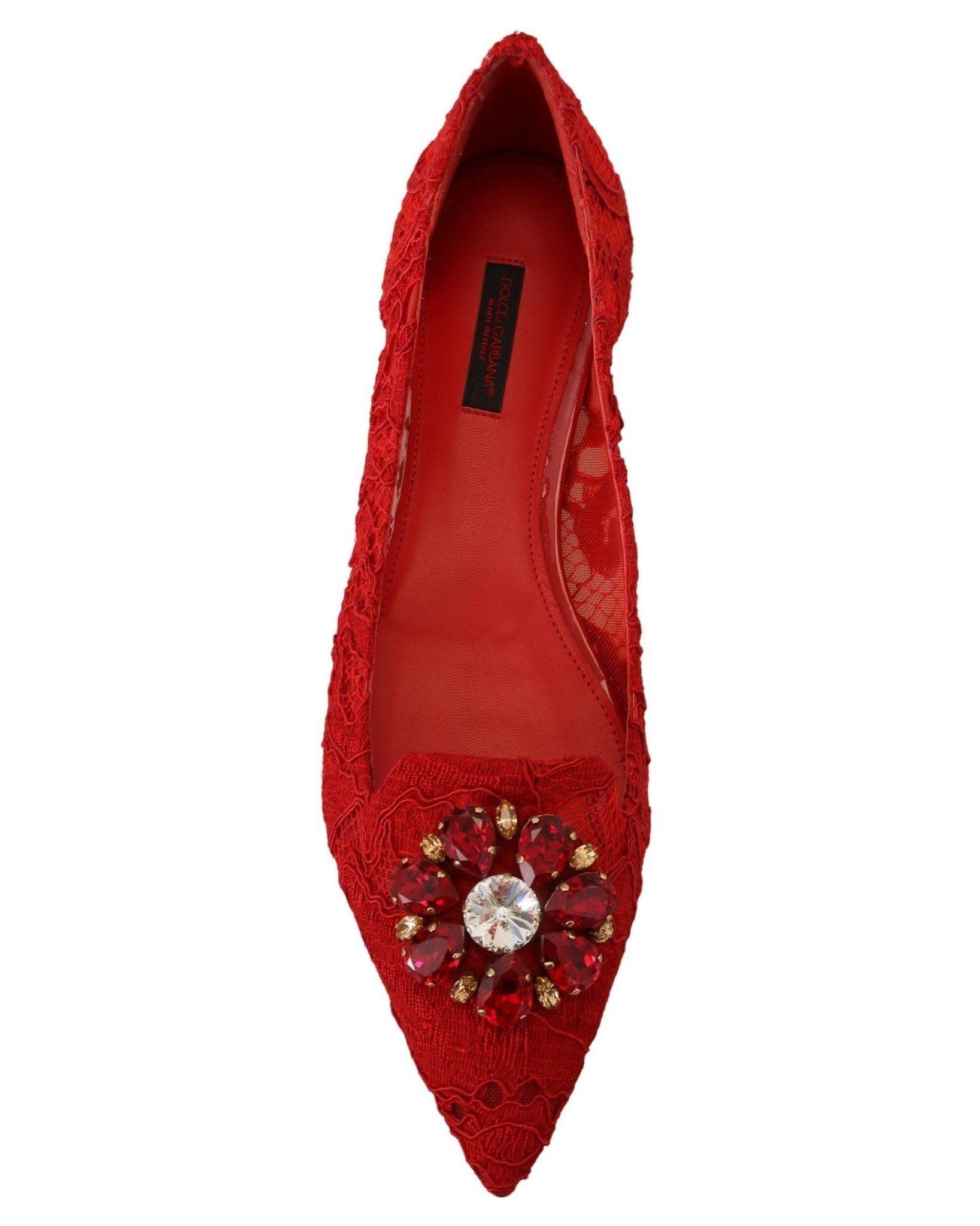 Dolce & Gabbana Red Taormina Crystals Loafers Flats Flats